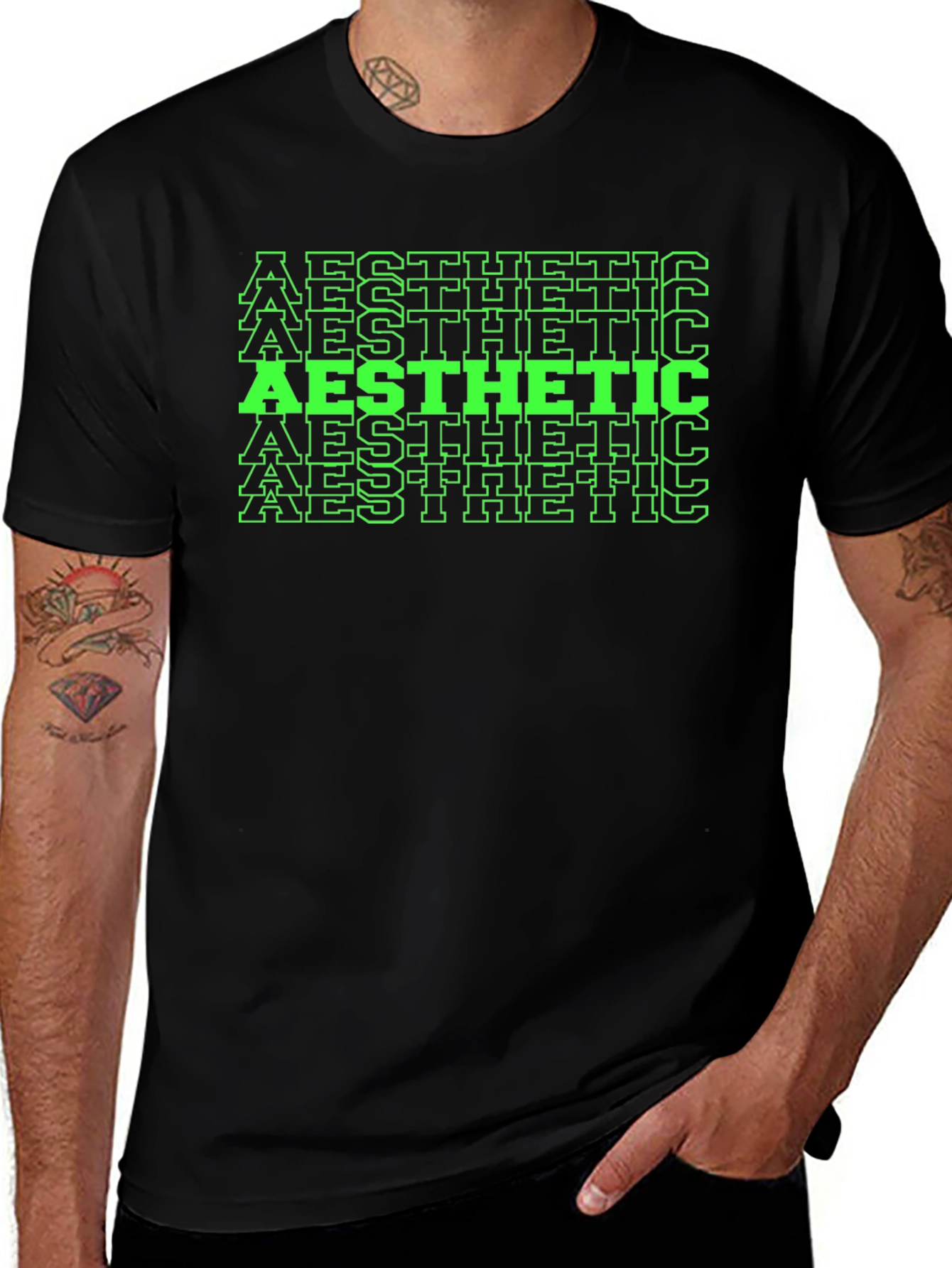 Aesthetic Graphic Print Tee - Black
