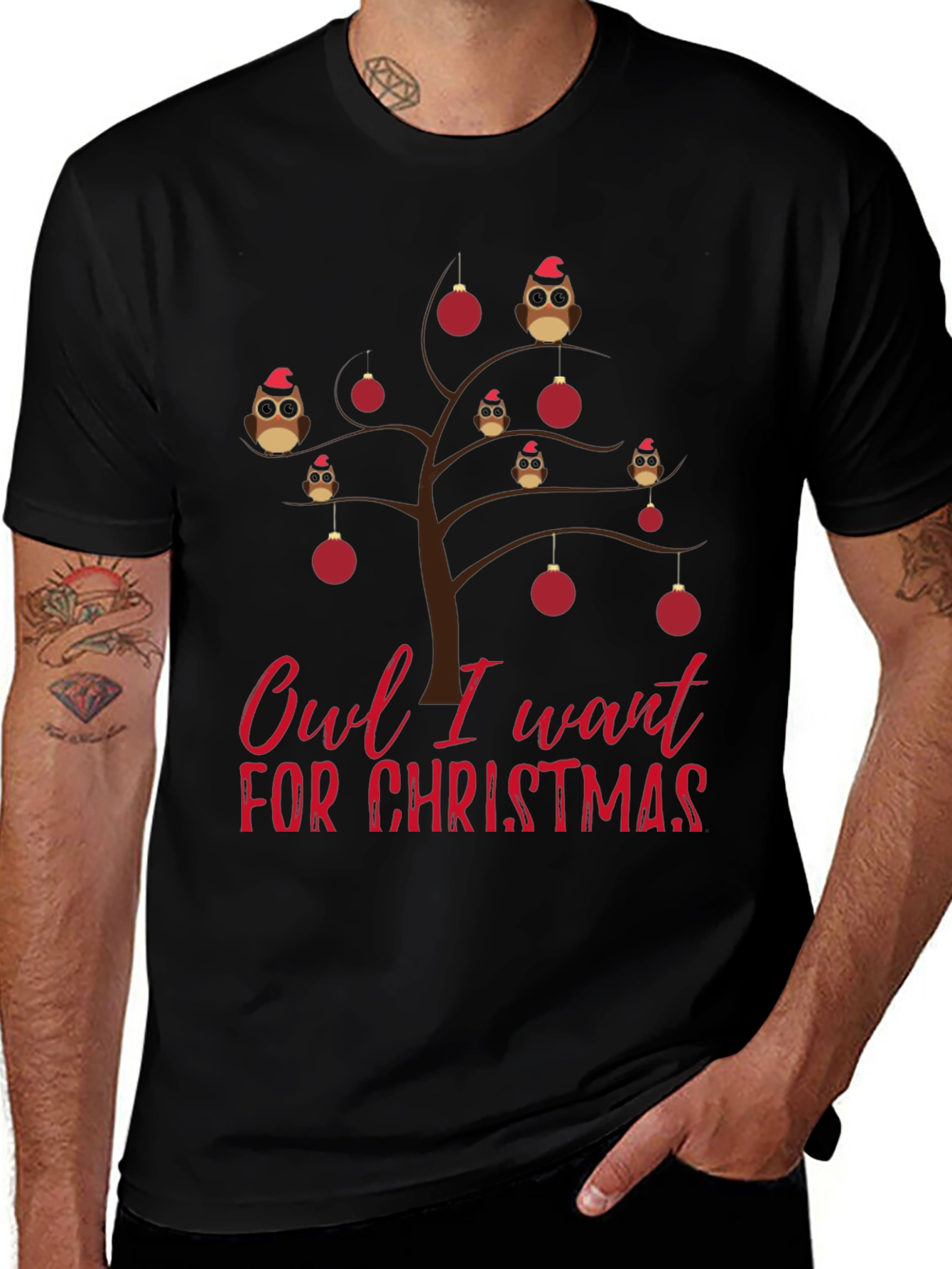 Owl I Want For Christmas Graphic Tee