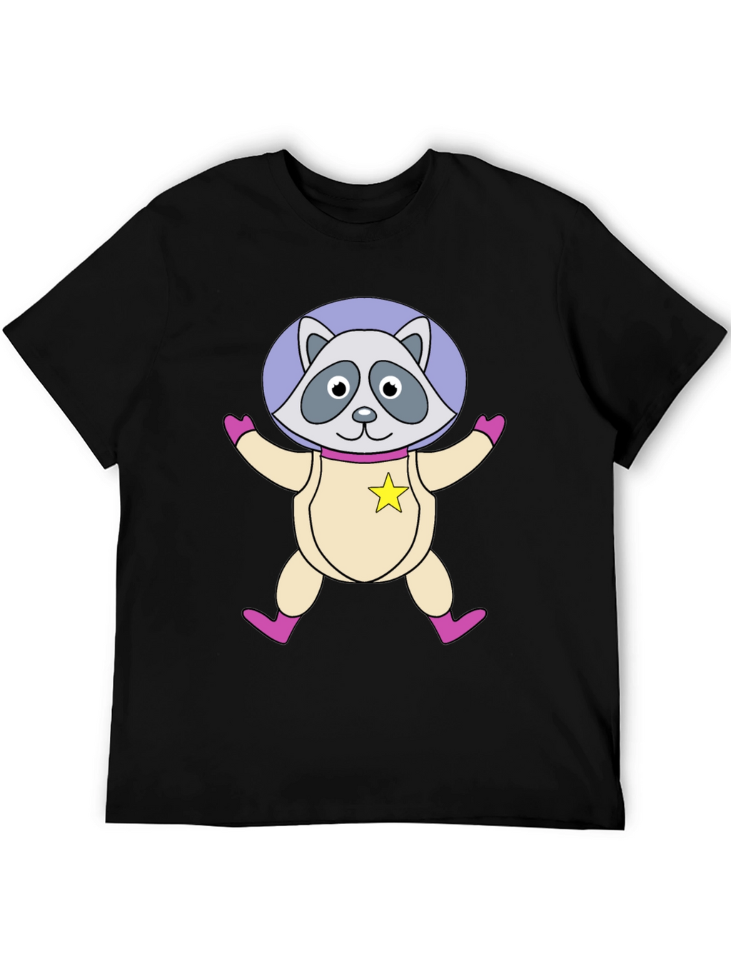 Astronaut Raccoon Black T-Shirt