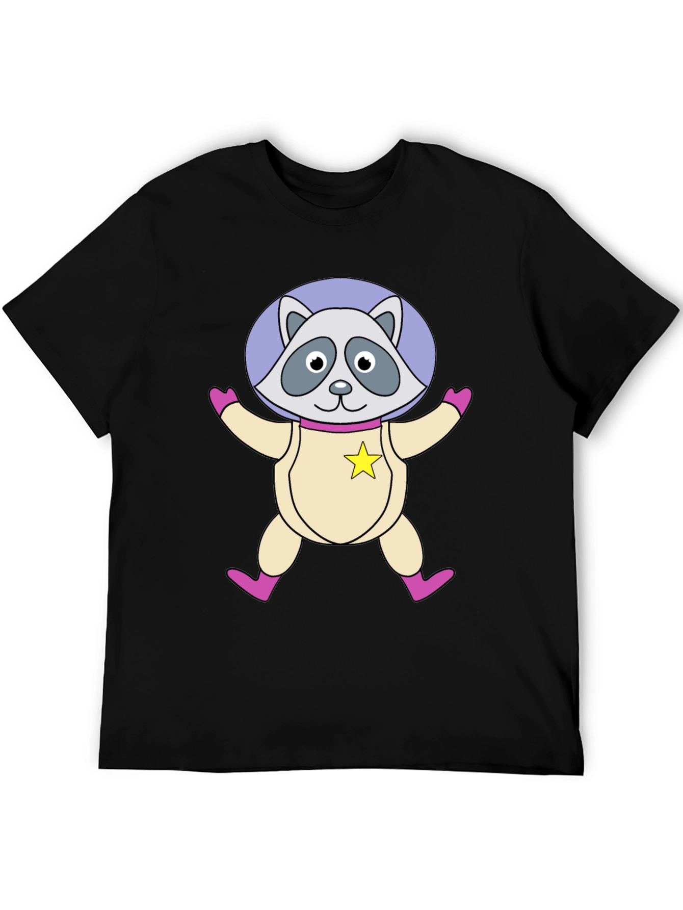 Astronaut Raccoon Black T-Shirt