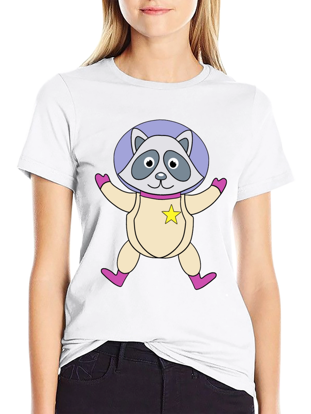 Astronaut Raccoon Black T-Shirt