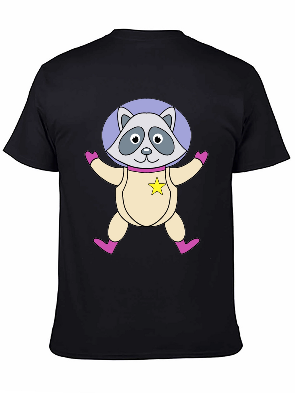 Astronaut Raccoon Black T-Shirt