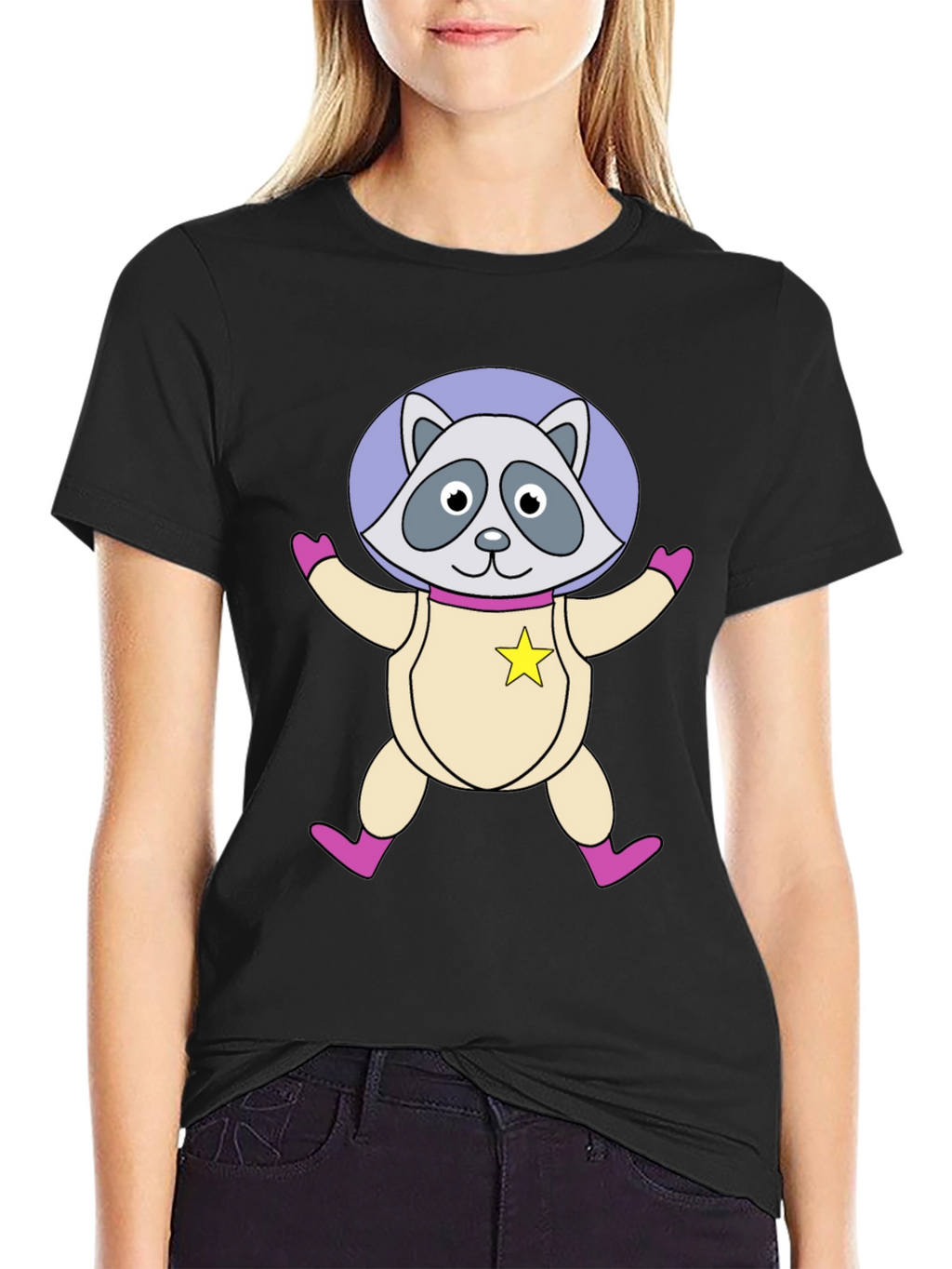 Astronaut Raccoon Black T-Shirt