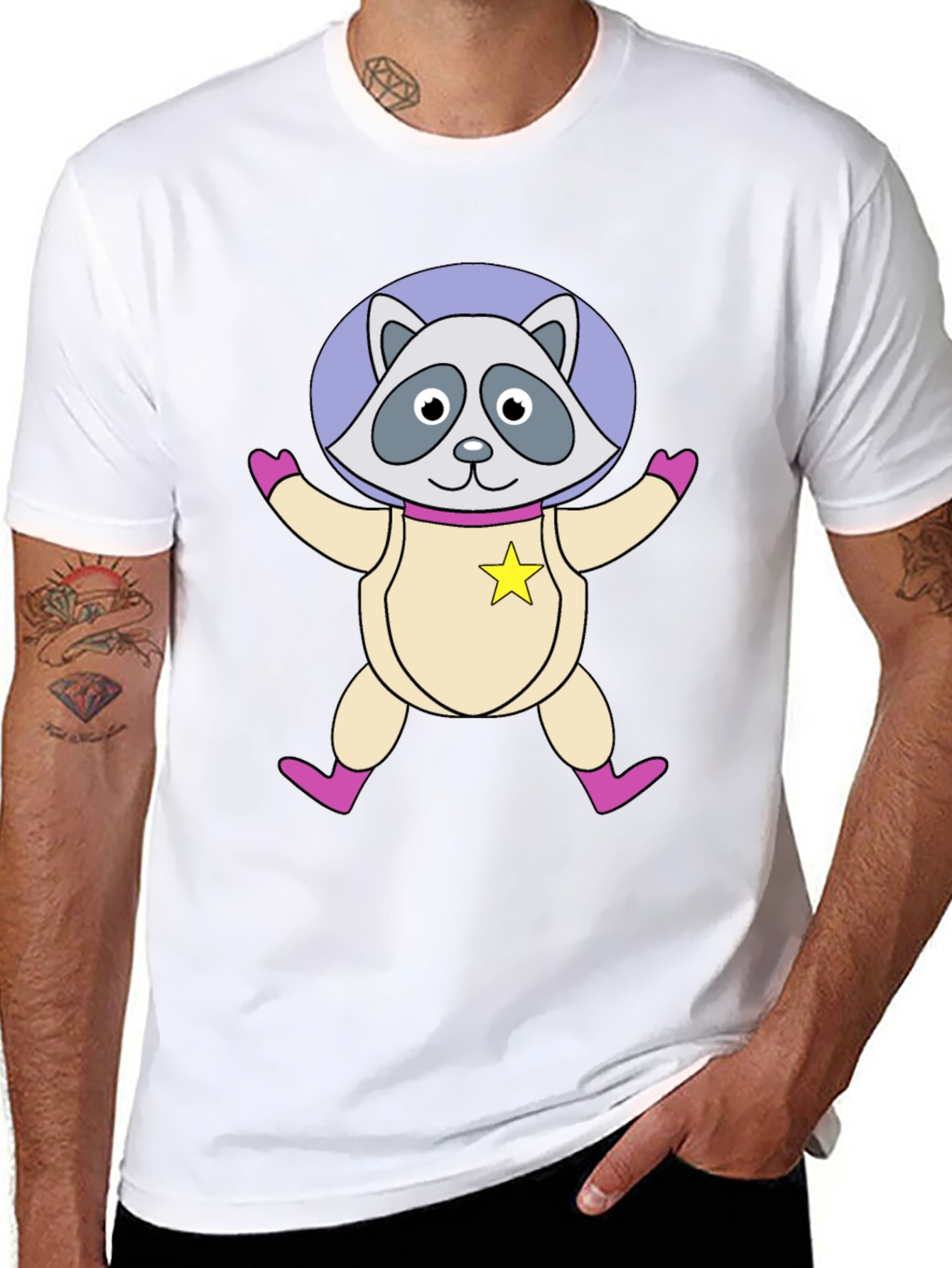 Astronaut Raccoon Black T-Shirt