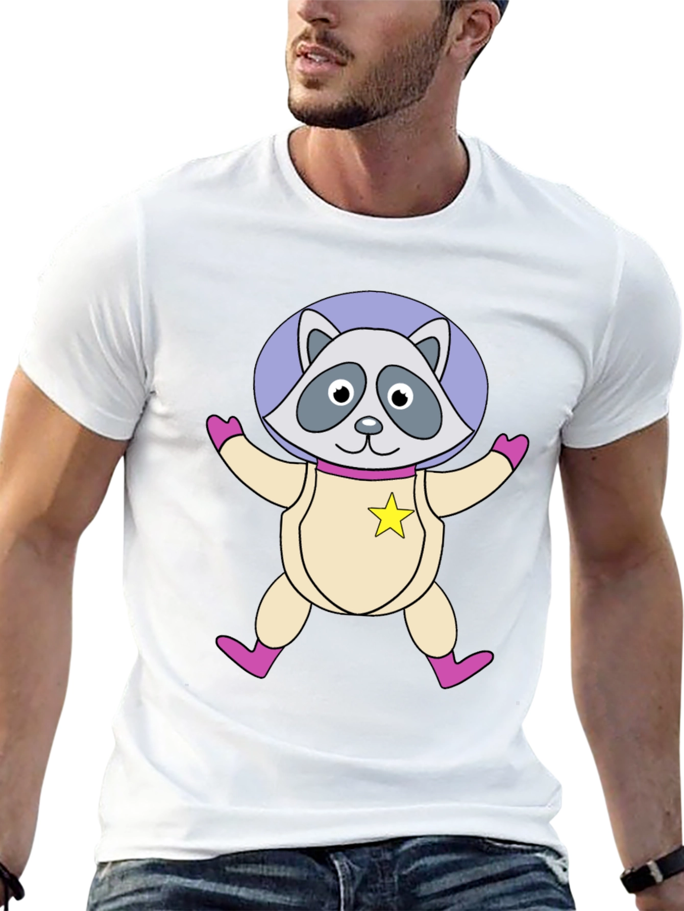 Astronaut Raccoon Black T-Shirt