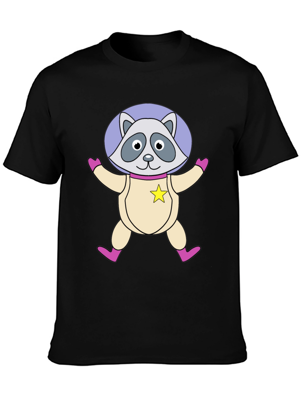 Astronaut Raccoon Black T-Shirt