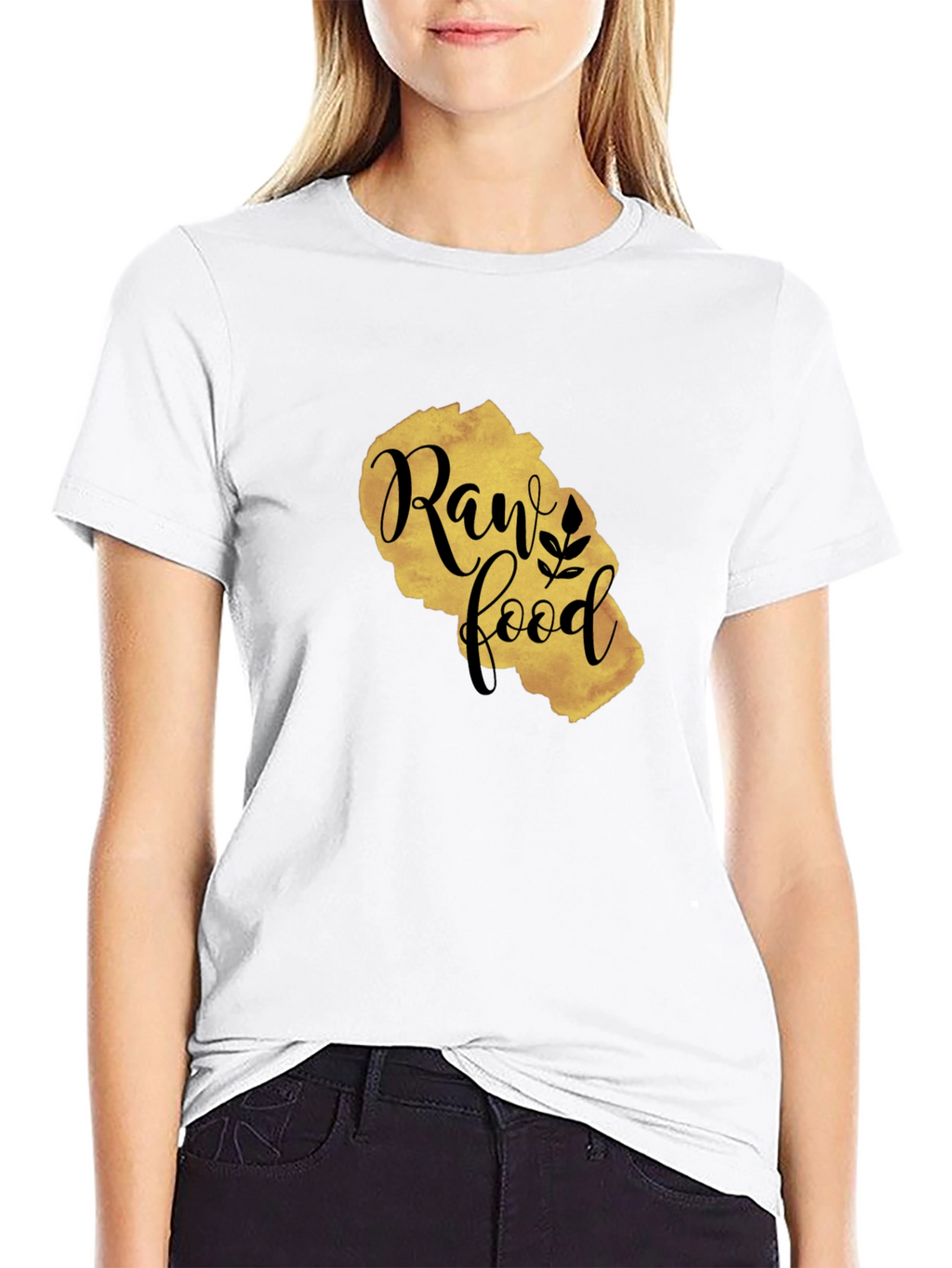 Raw Food Gold Print Black T-Shirt