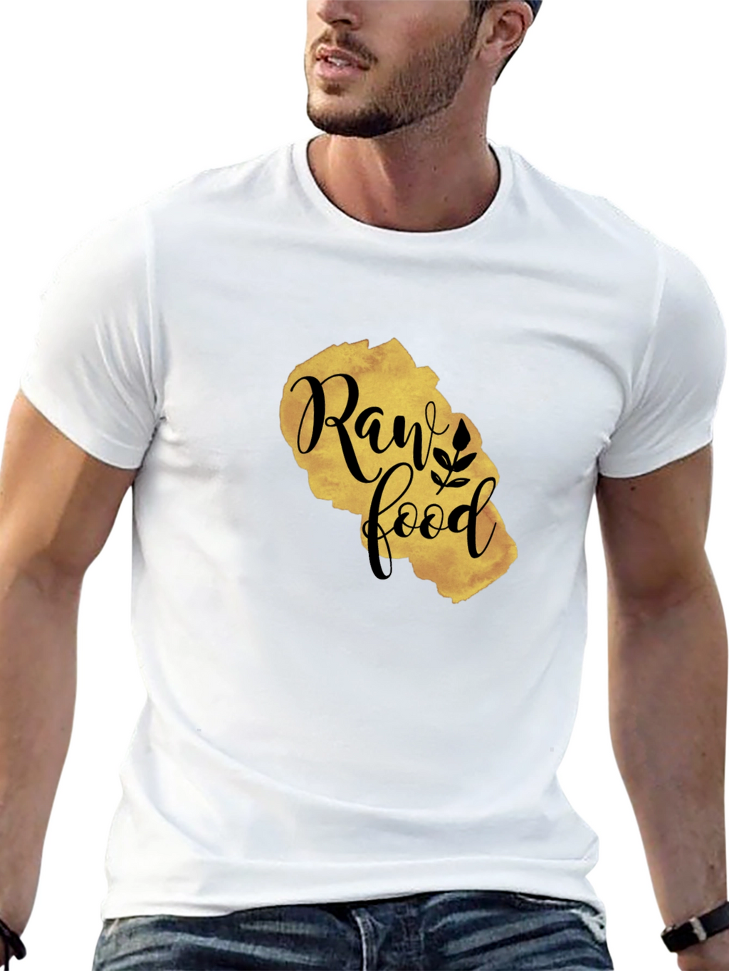 Raw Food Gold Print Black T-Shirt