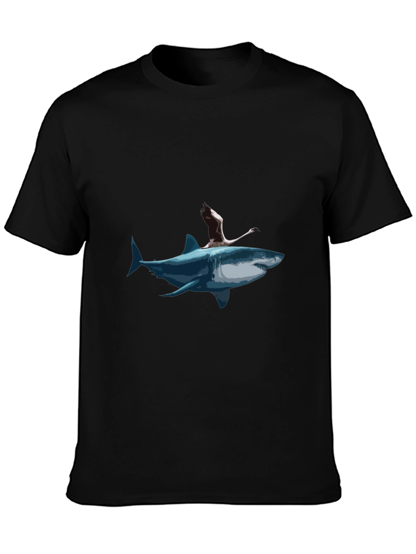 Shark & Flamingo Graphic Tee - Mens Black T-Shirt