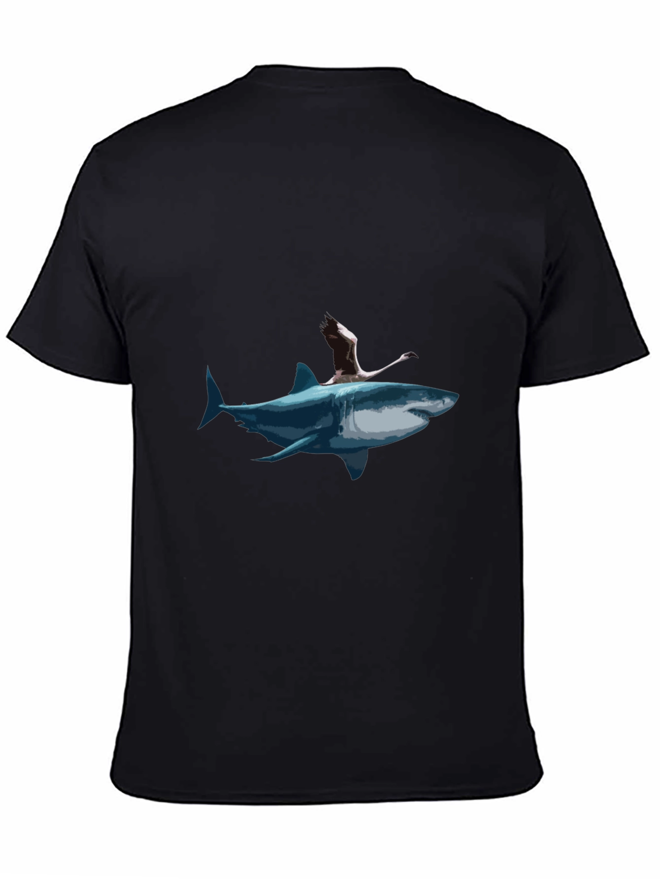 Shark & Flamingo Graphic Tee - Mens Black T-Shirt