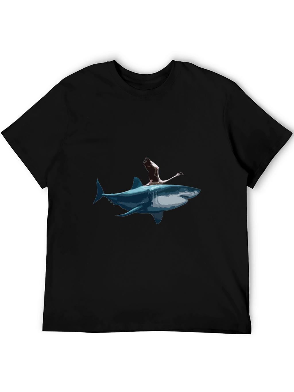Shark & Flamingo Graphic Tee - Mens Black T-Shirt