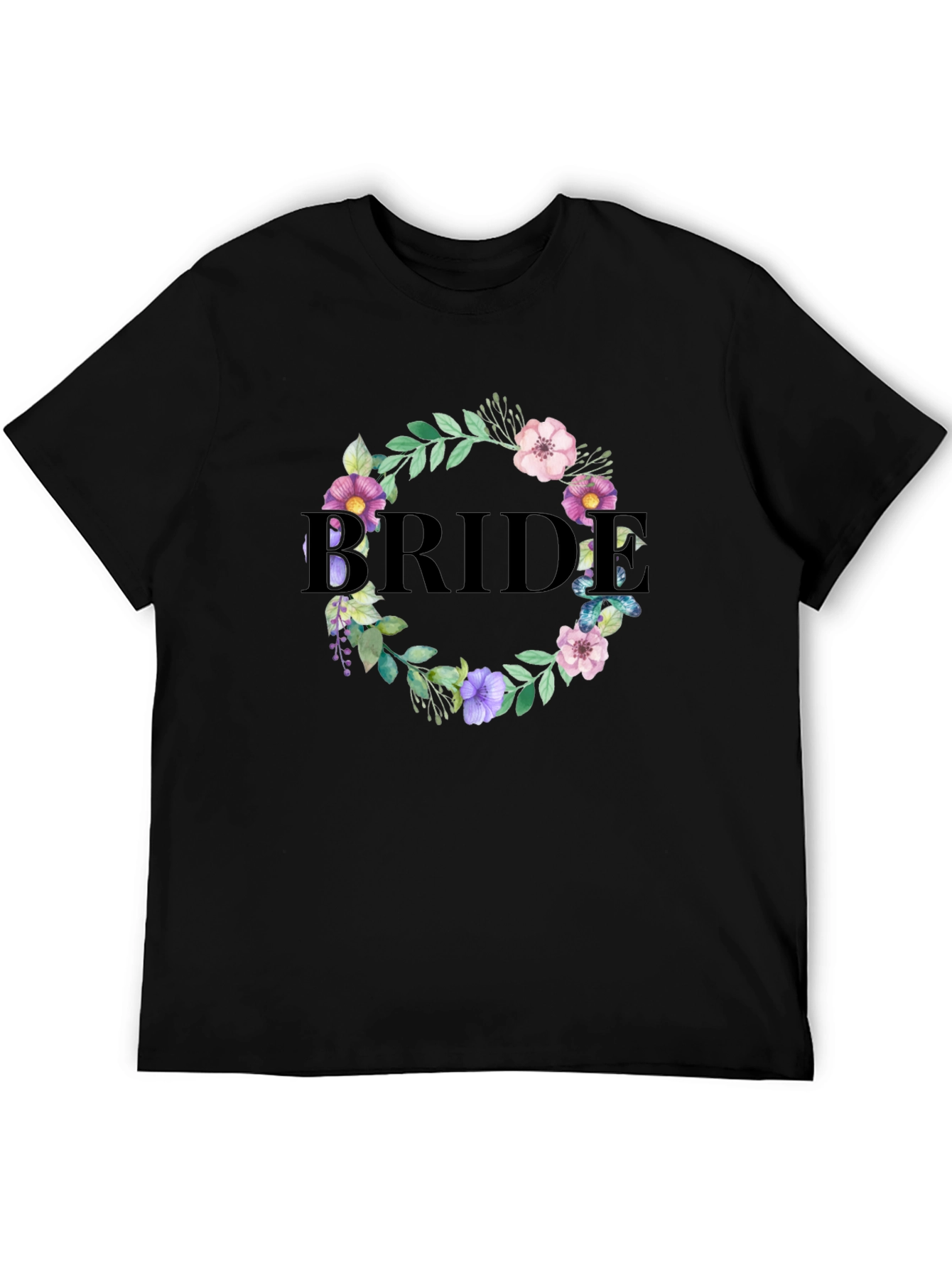 Bride Floral Wreath Graphic T-Shirt