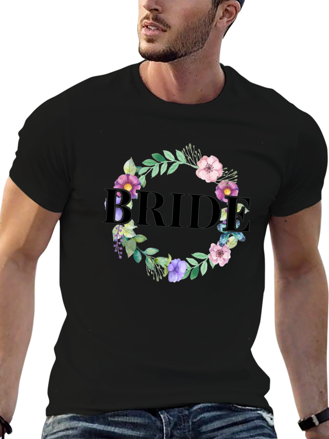 Bride Floral Wreath Graphic T-Shirt