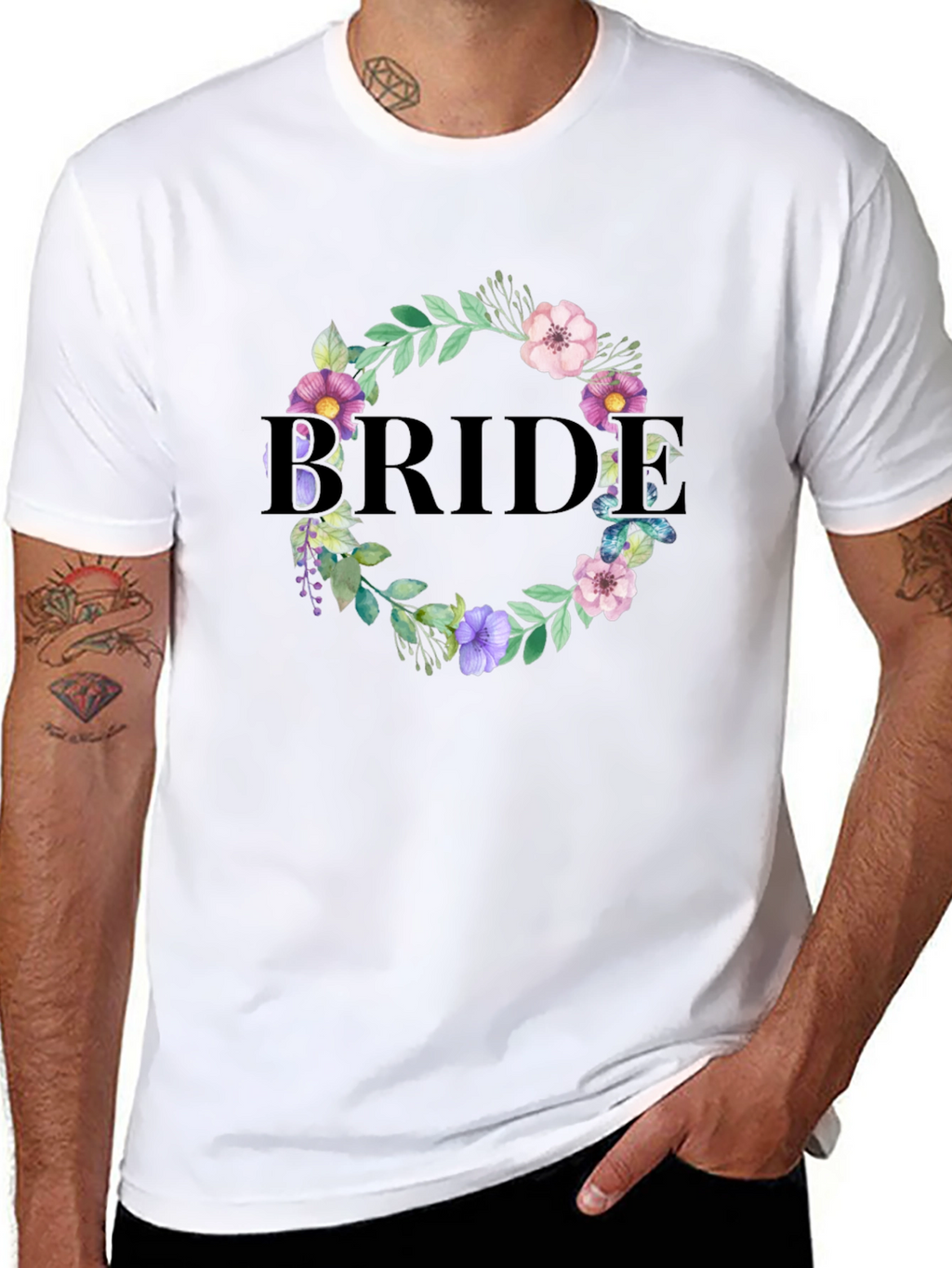 Bride Floral Wreath Graphic T-Shirt