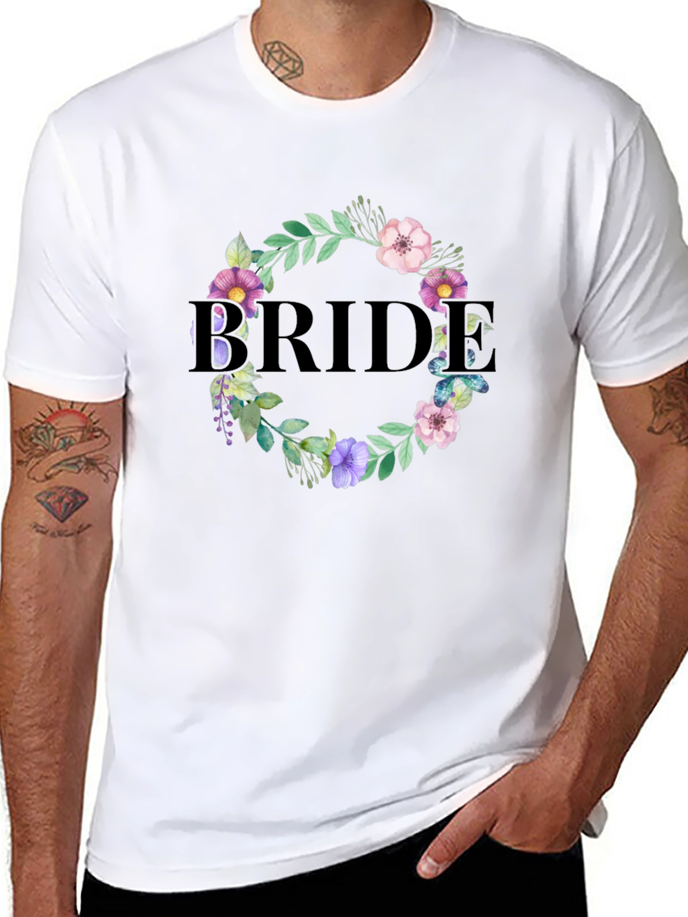 Bride Floral Wreath Graphic T-Shirt