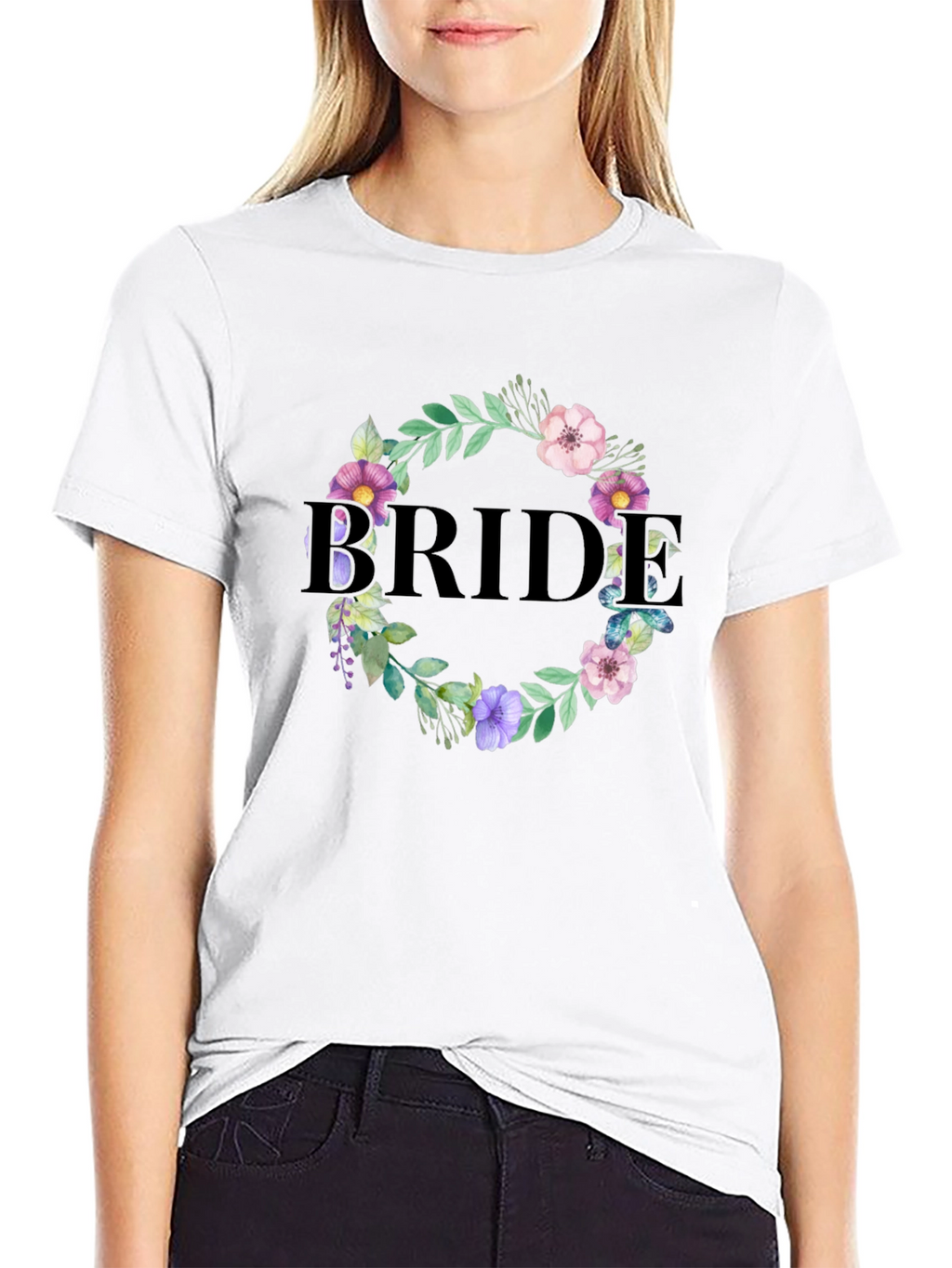 Bride Floral Wreath Graphic T-Shirt