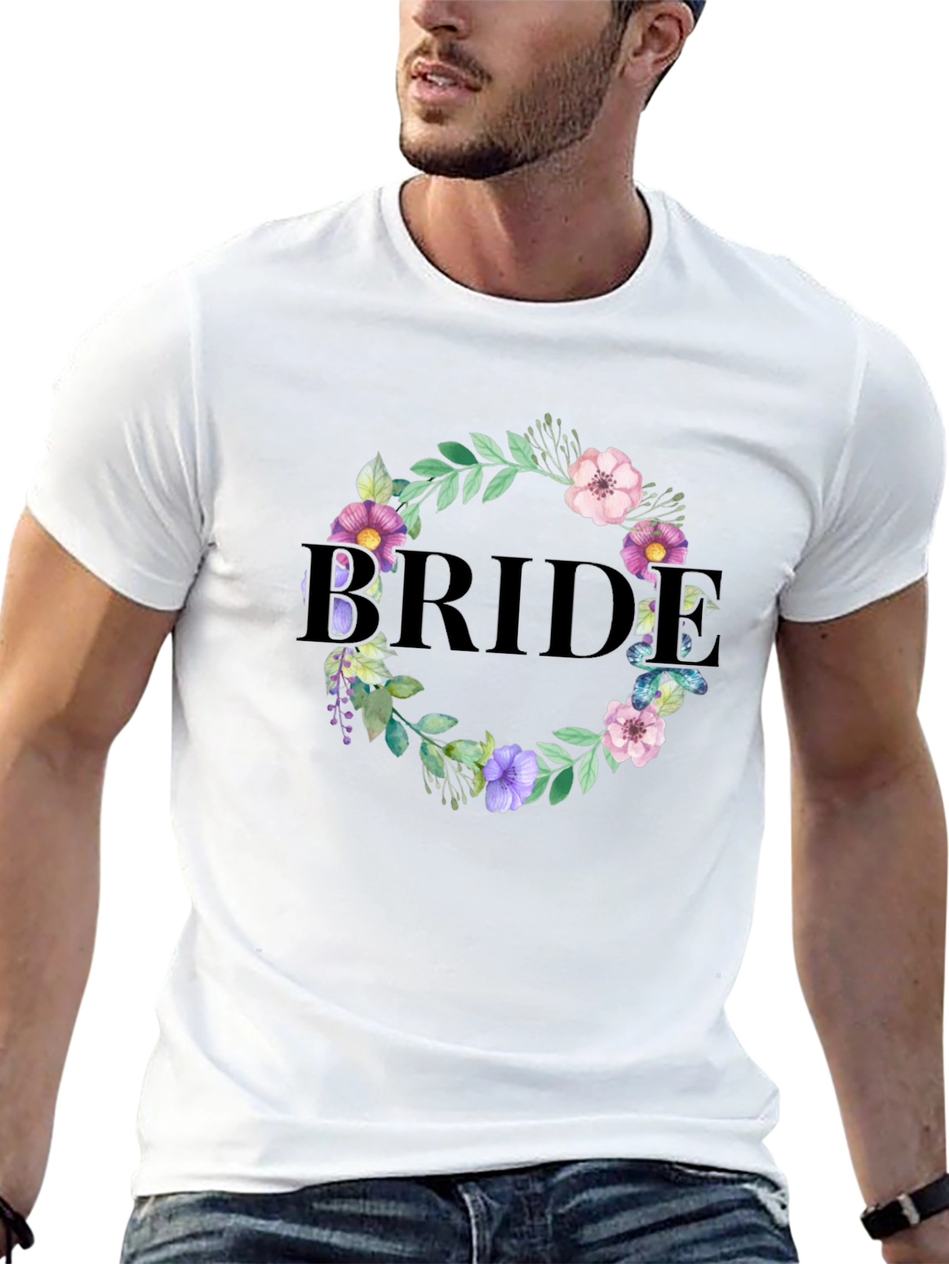 Bride Floral Wreath Graphic T-Shirt