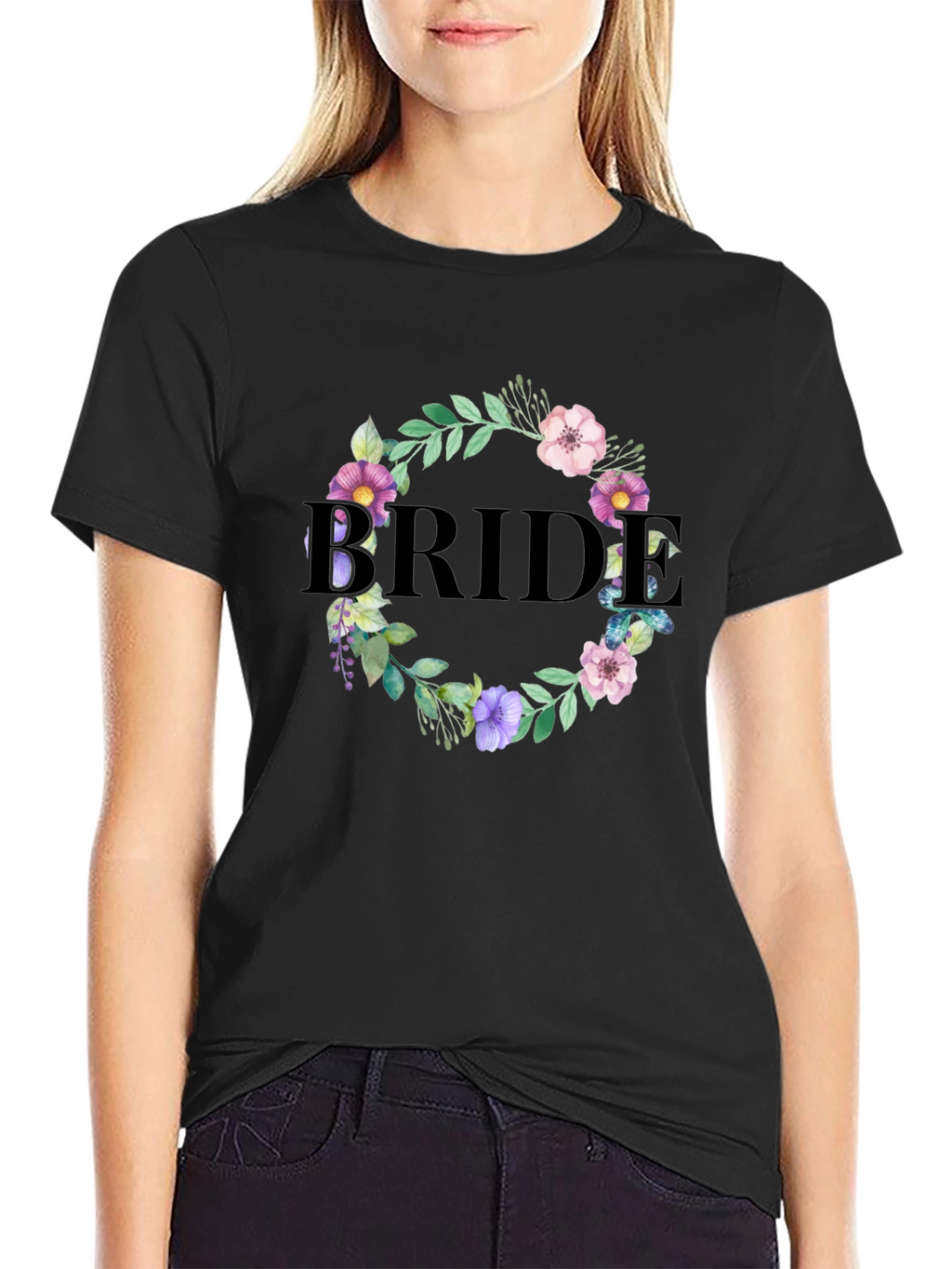 Bride Floral Wreath Graphic T-Shirt