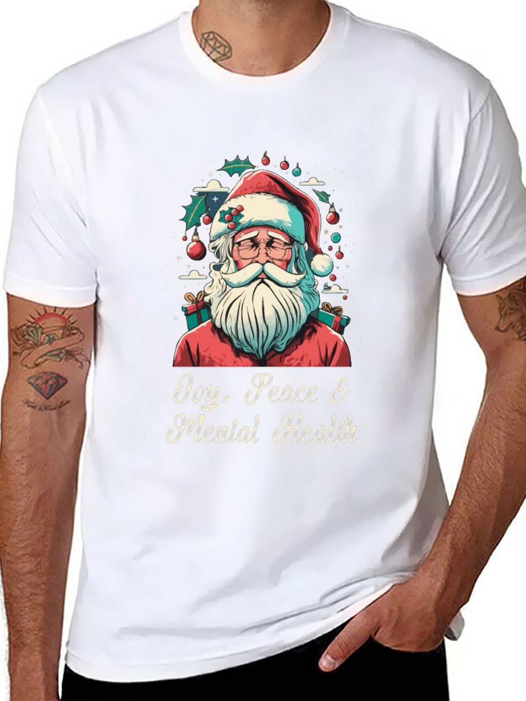 Joy Peace & Mental Health Santa Graphic Tee