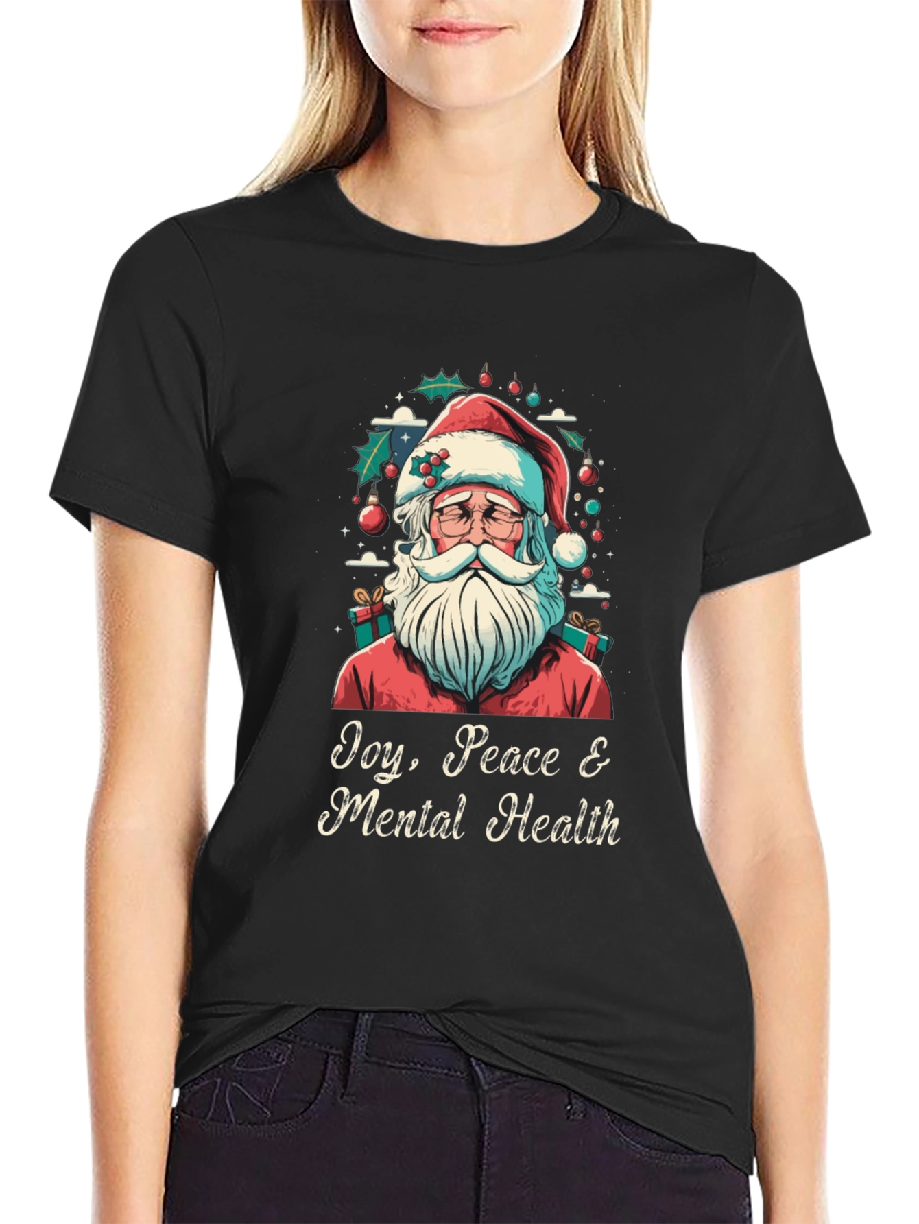 Joy Peace & Mental Health Santa Graphic Tee
