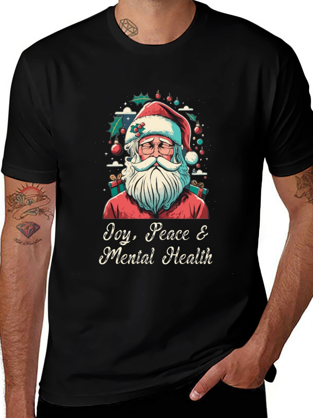 Joy Peace & Mental Health Santa Graphic Tee