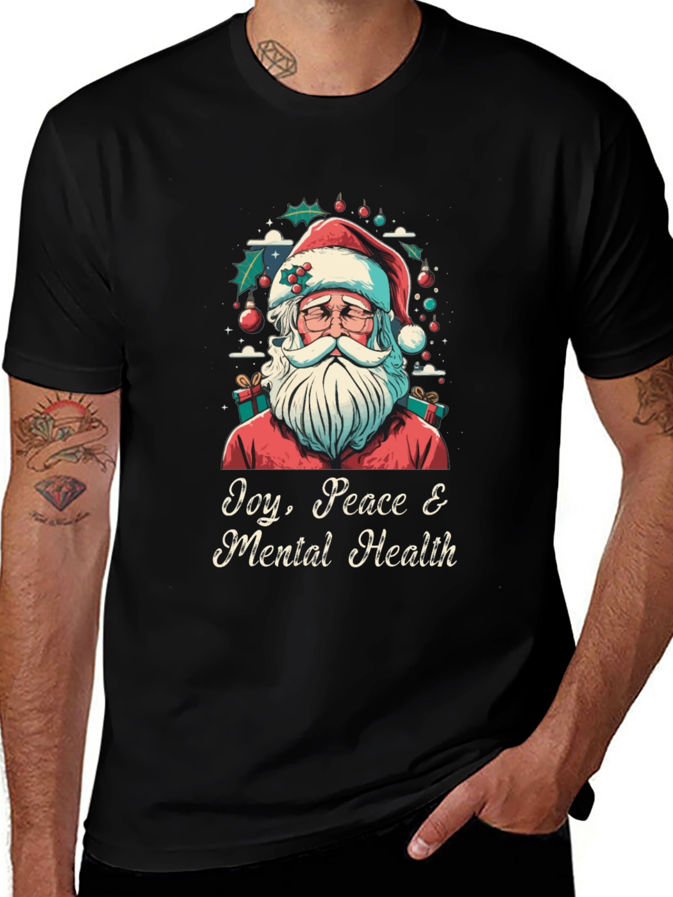 Joy Peace & Mental Health Santa Graphic Tee