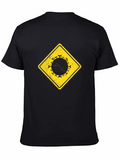 Warning Sign Circle Graphic Black Tee