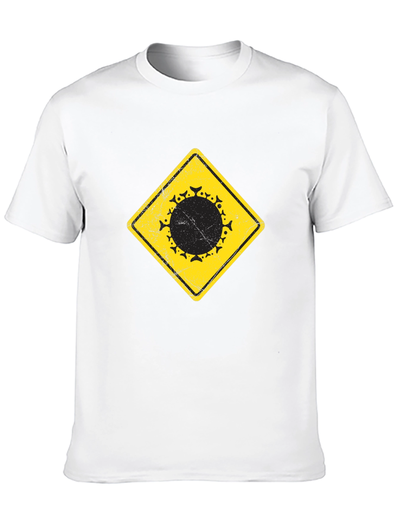 Warning Sign Circle Graphic Black Tee