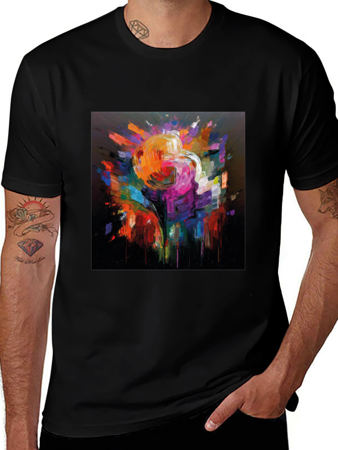 Abstract Art Graphic Black T-Shirt