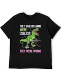Dinosaur Playing Piano Graphic T-Shirt