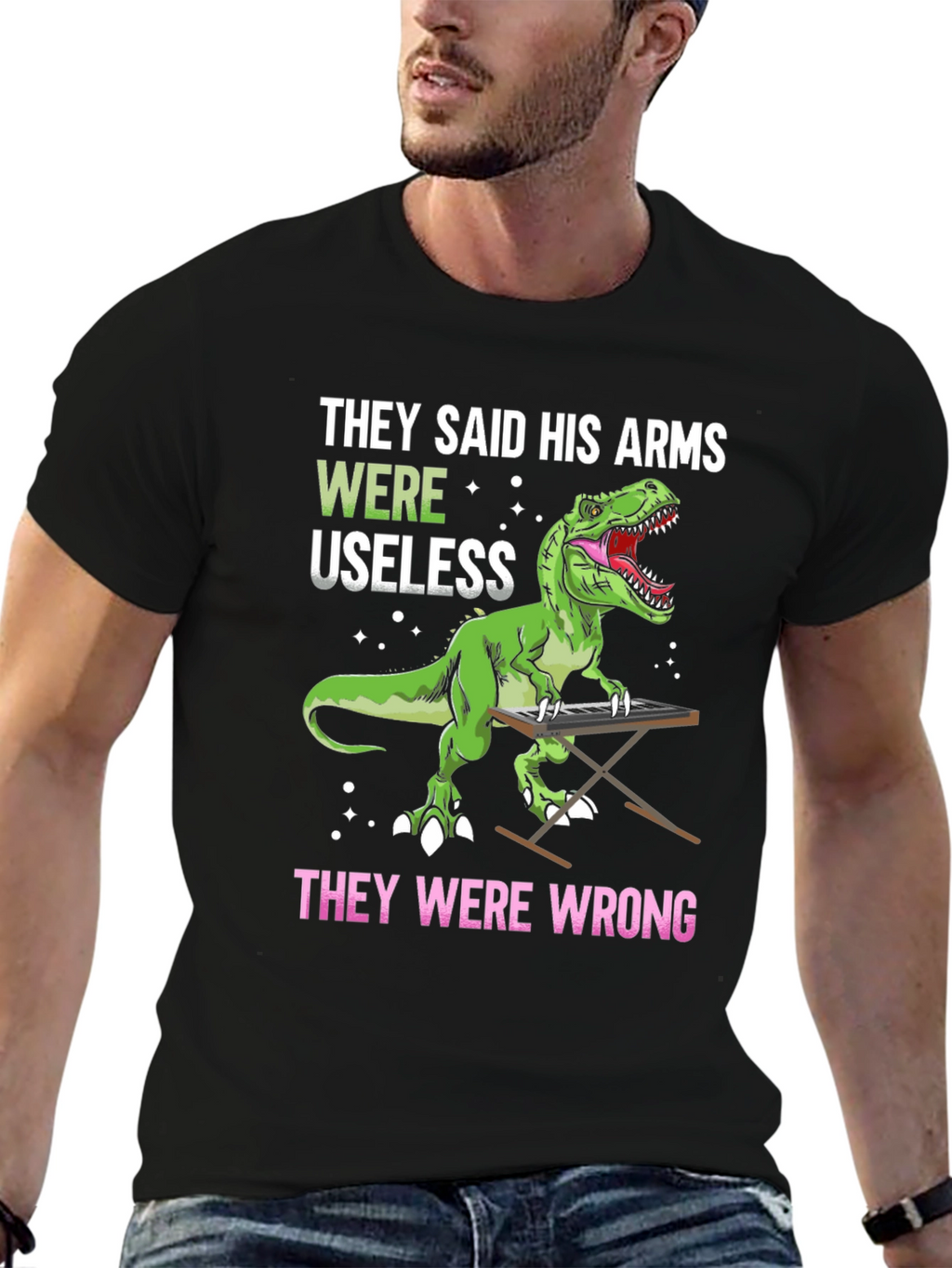 Dinosaur Playing Piano Graphic T-Shirt