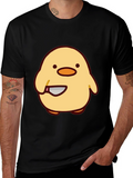 Cute Chick with Knife Graphic Tee - Black
