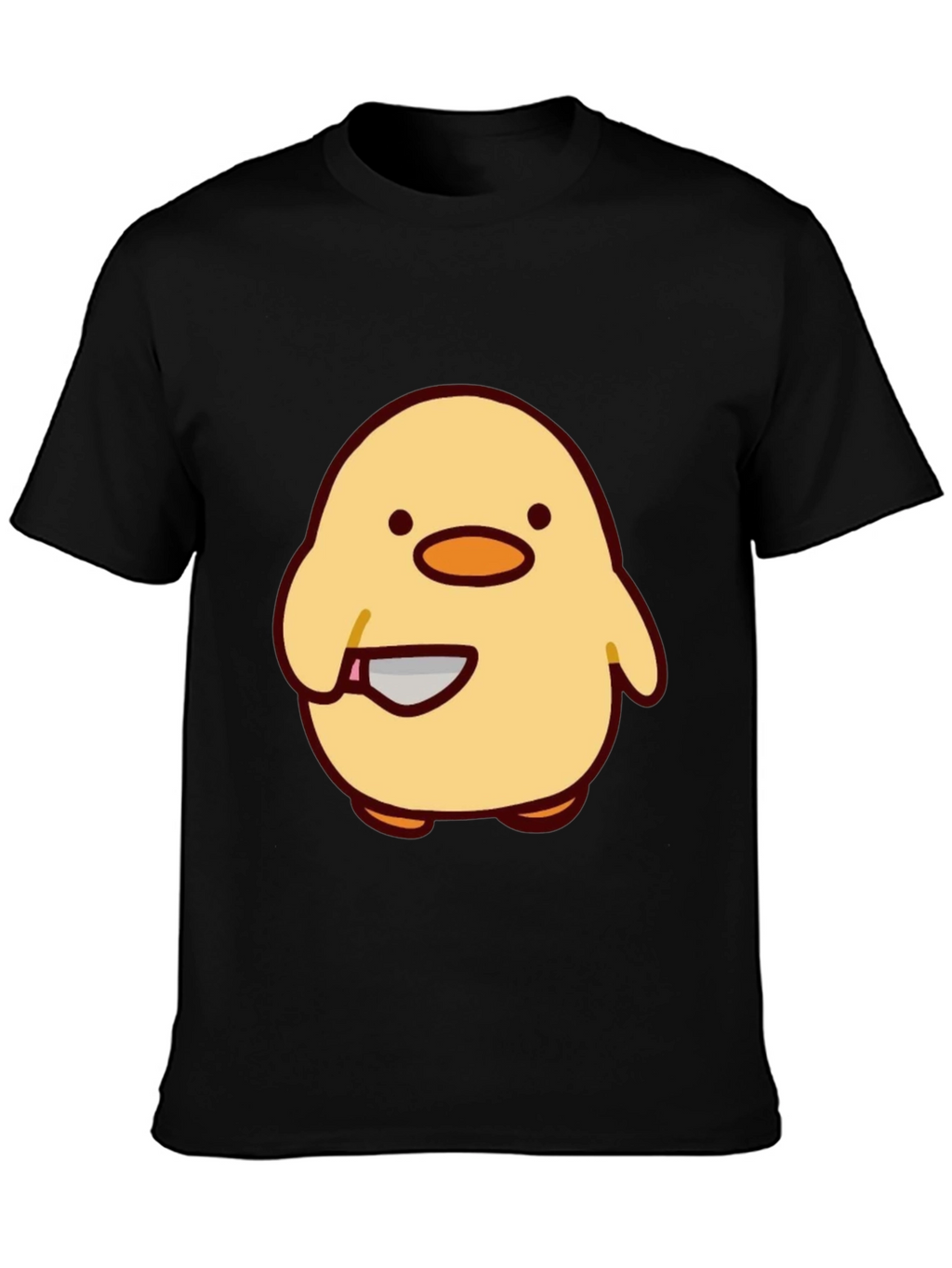 Cute Chick with Knife Graphic Tee - Black