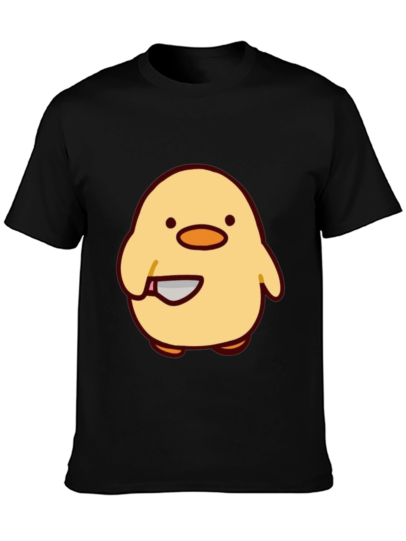 Cute Chick with Knife Graphic Tee - Black