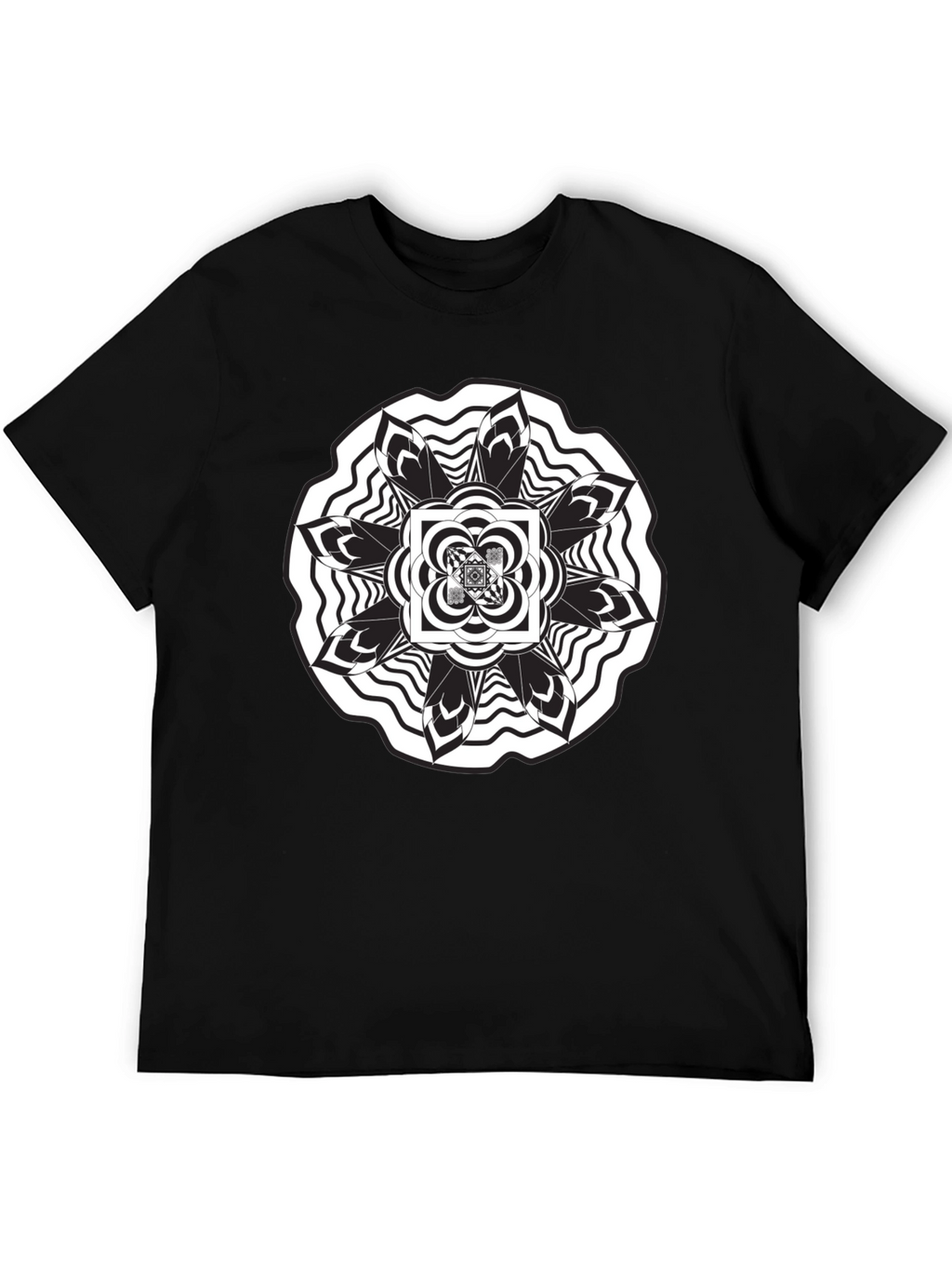 Abstract Mandala Graphic Black T-Shirt