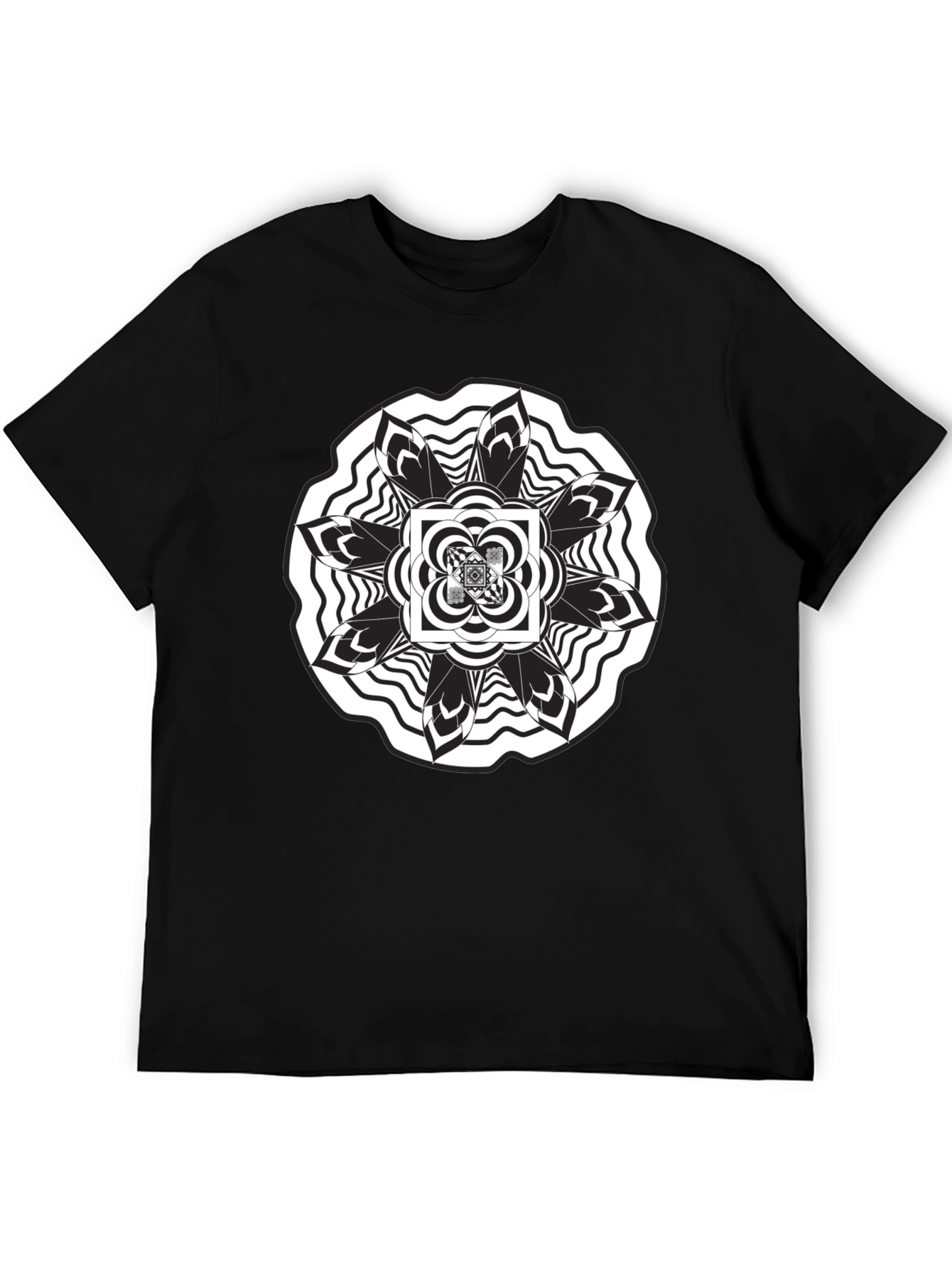 Abstract Mandala Graphic Black T-Shirt