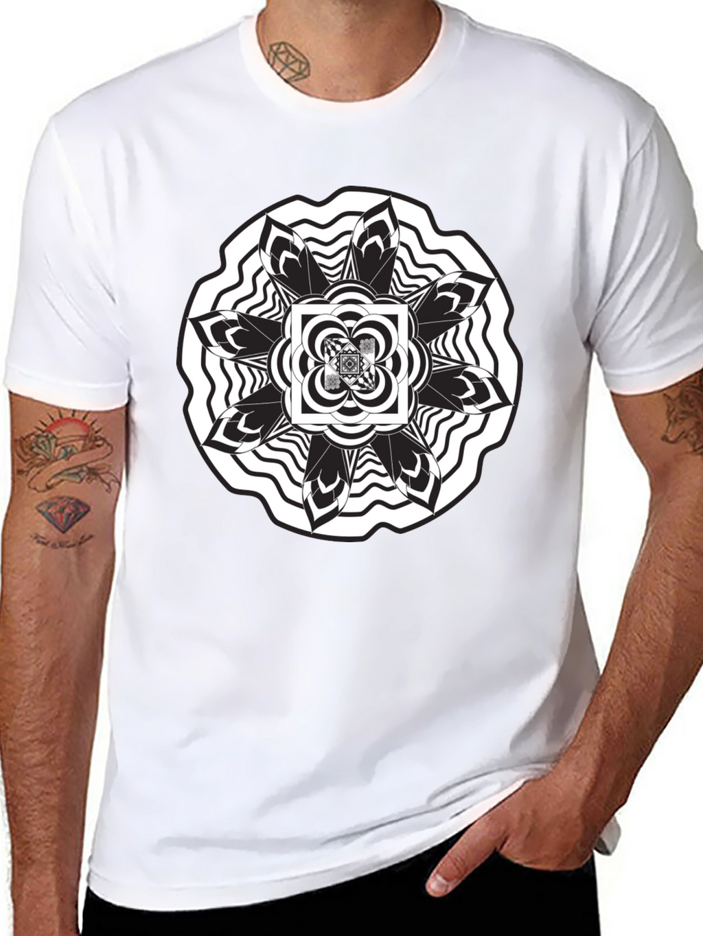 Abstract Mandala Graphic Black T-Shirt
