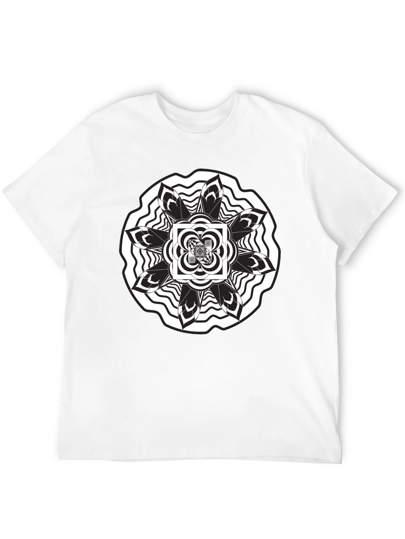 Abstract Mandala Graphic Black T-Shirt