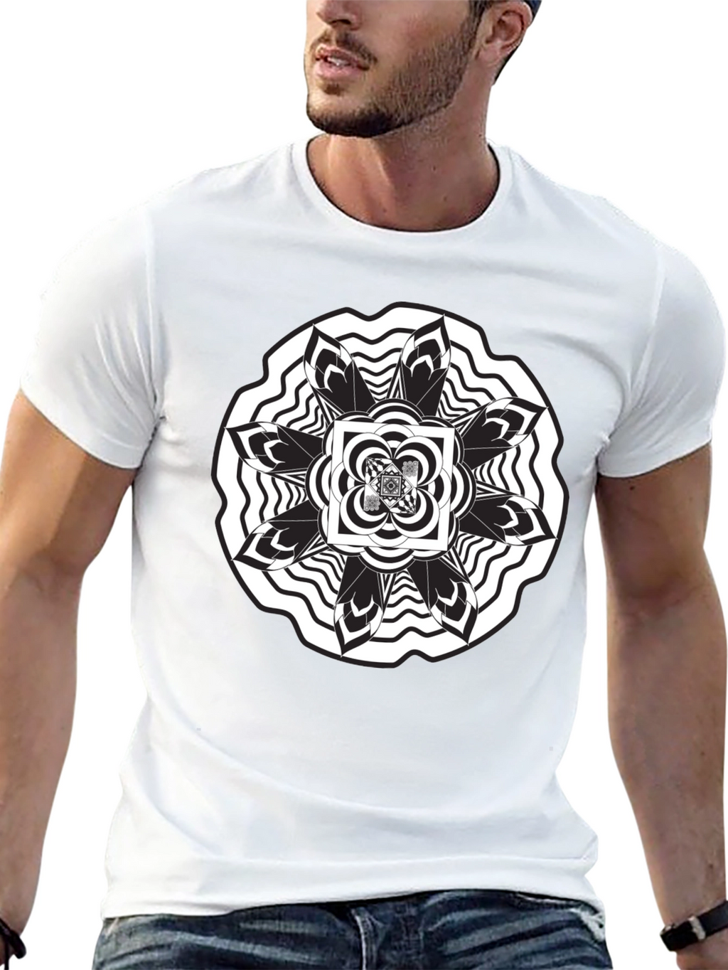 Abstract Mandala Graphic Black T-Shirt