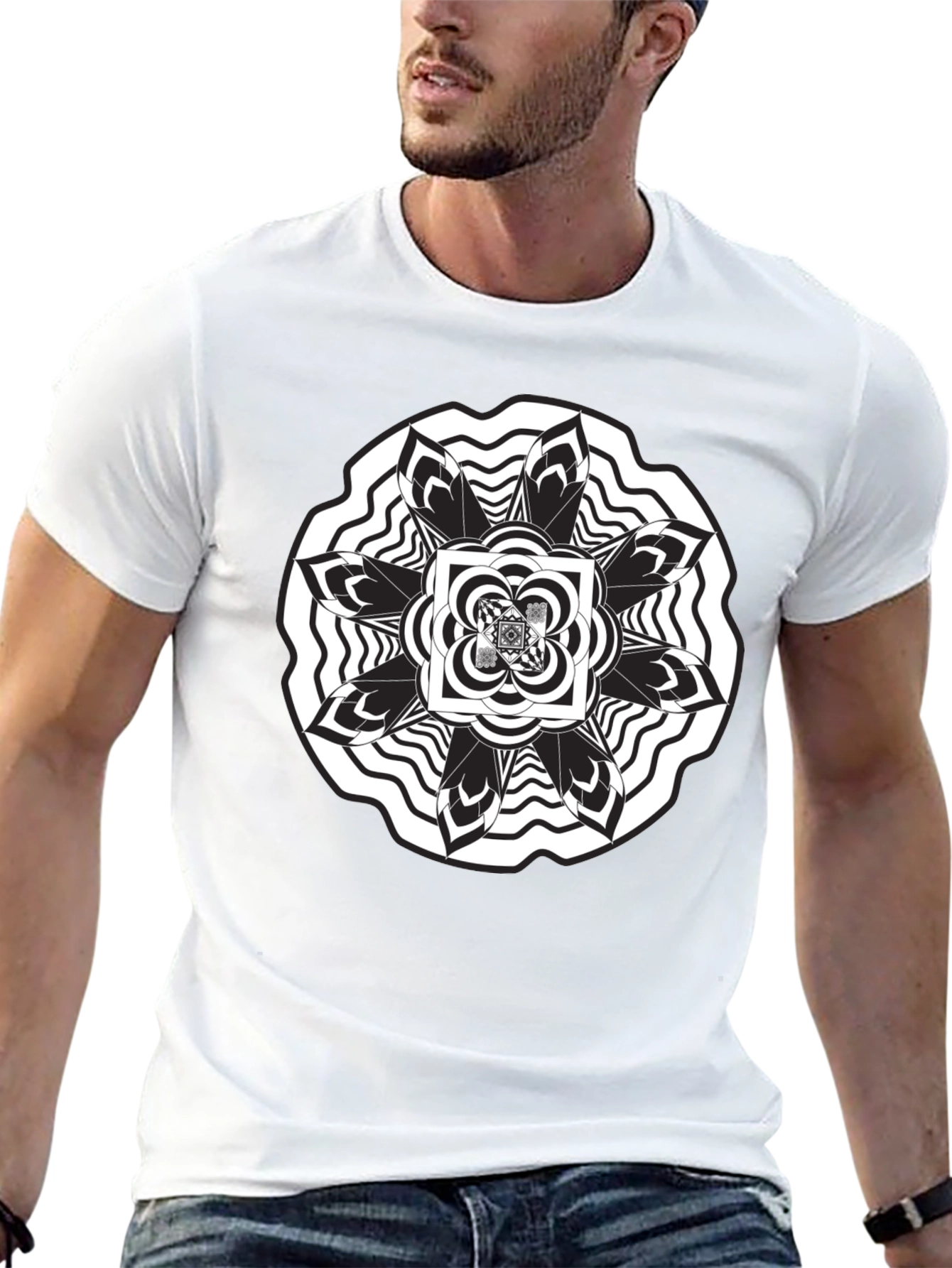 Abstract Mandala Graphic Black T-Shirt