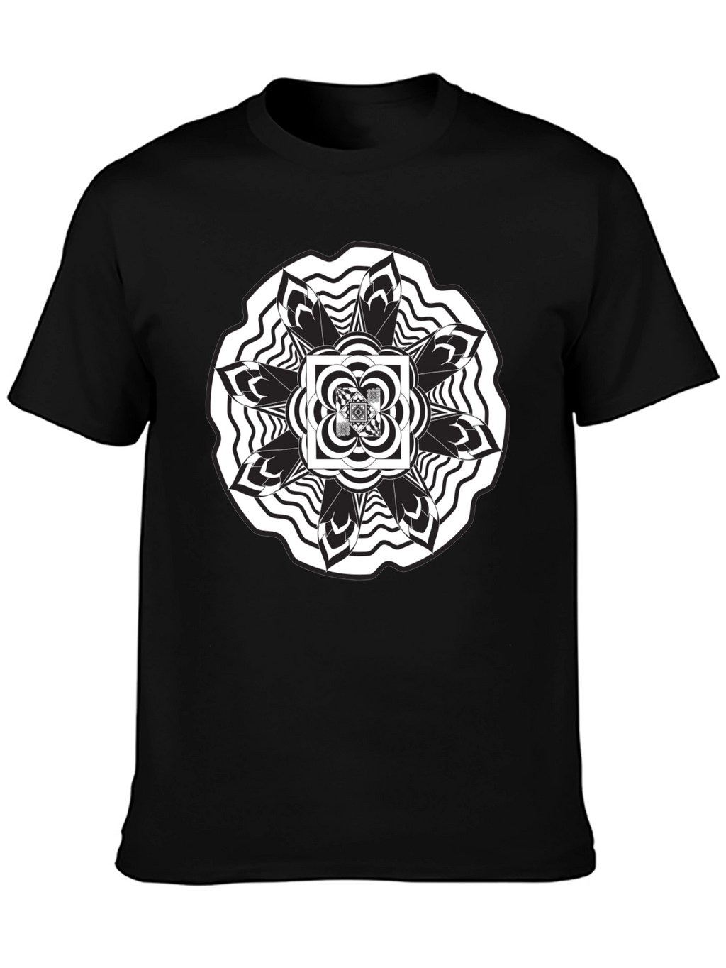 Abstract Mandala Graphic Black T-Shirt