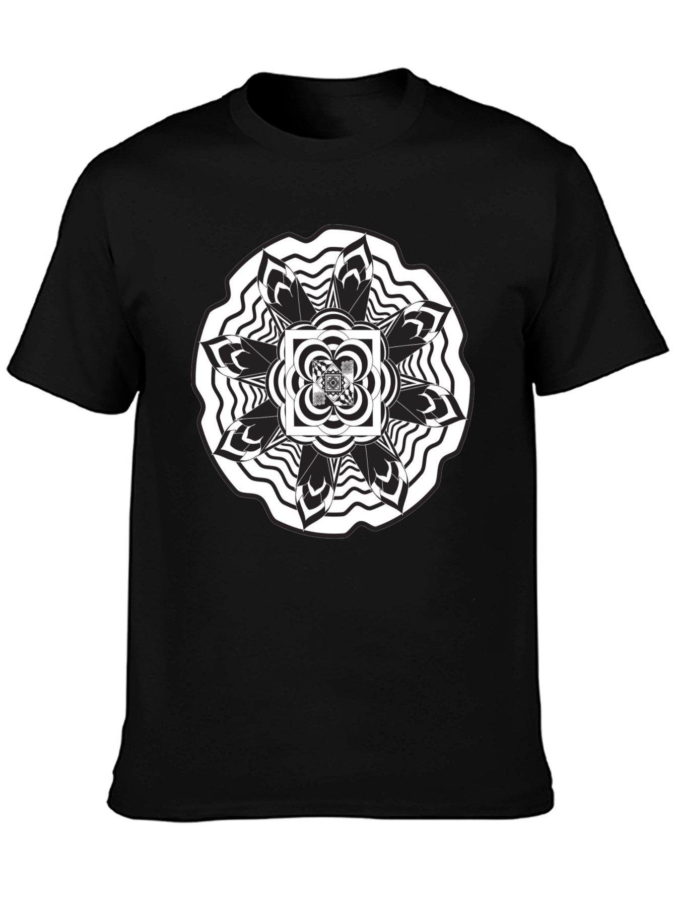 Abstract Mandala Graphic Black T-Shirt