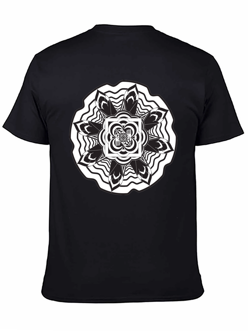 Abstract Mandala Graphic Black T-Shirt