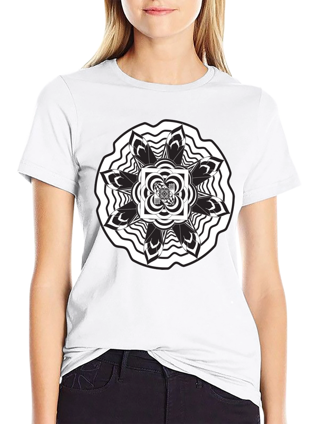 Abstract Mandala Graphic Black T-Shirt