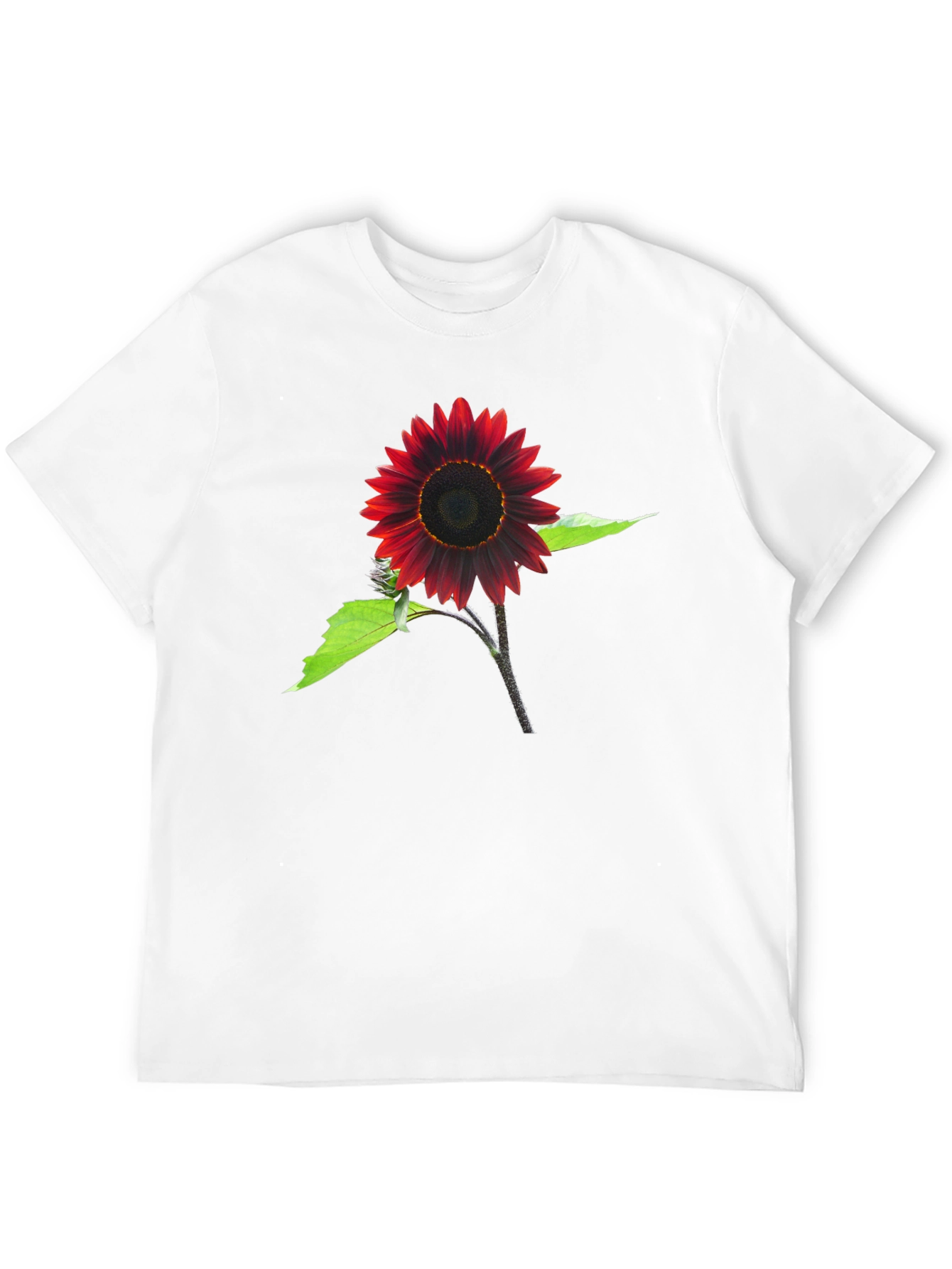 Red Sunflower Graphic Tee - Black Cotton Blend