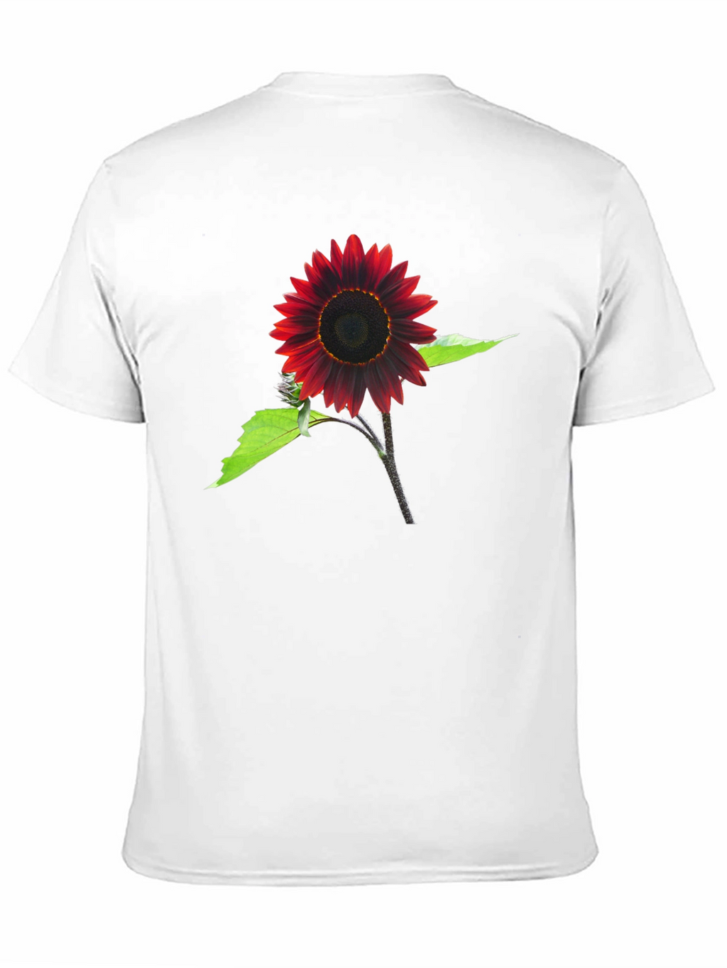 Red Sunflower Graphic Tee - Black Cotton Blend