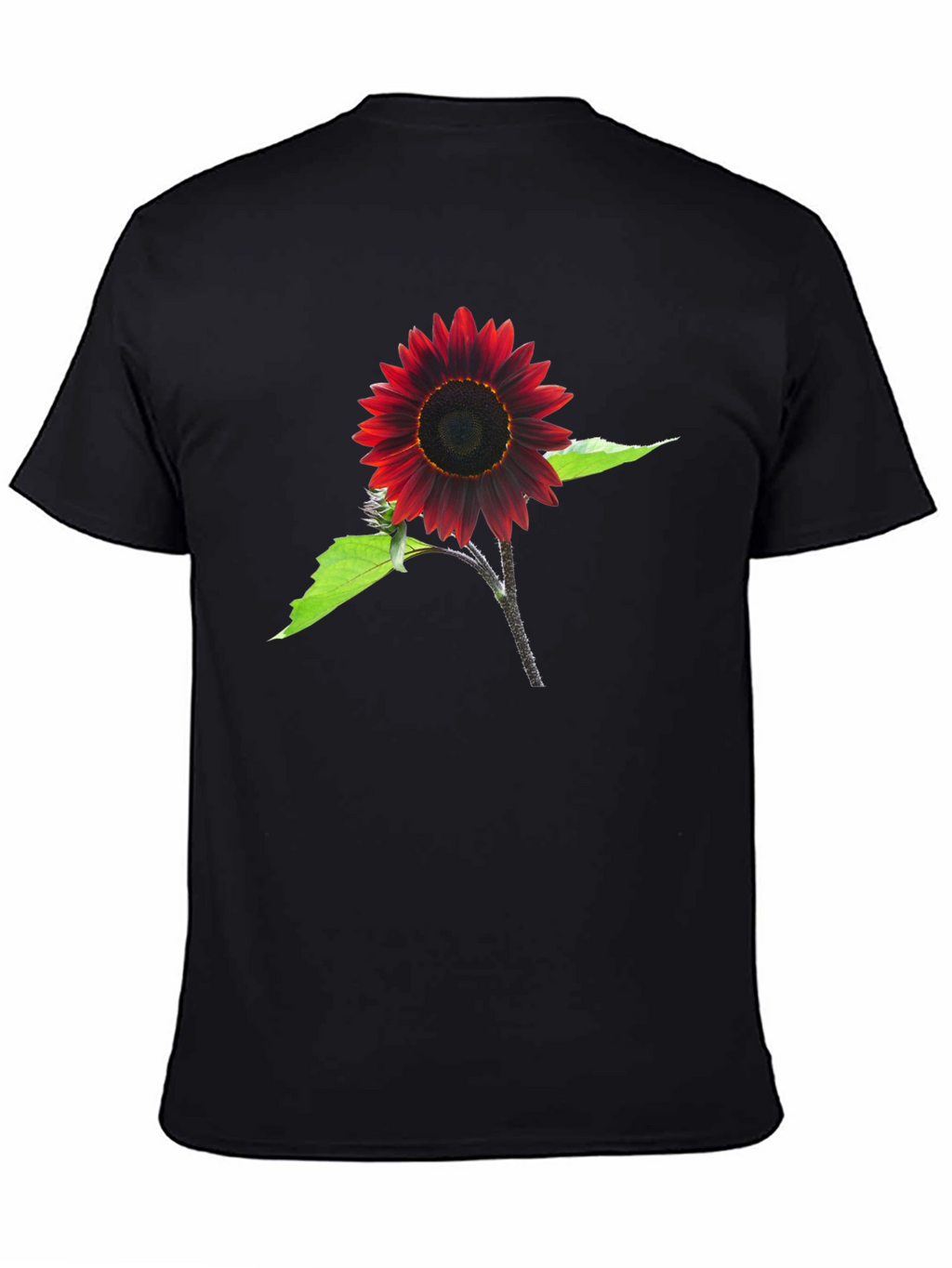 Red Sunflower Graphic Tee - Black Cotton Blend