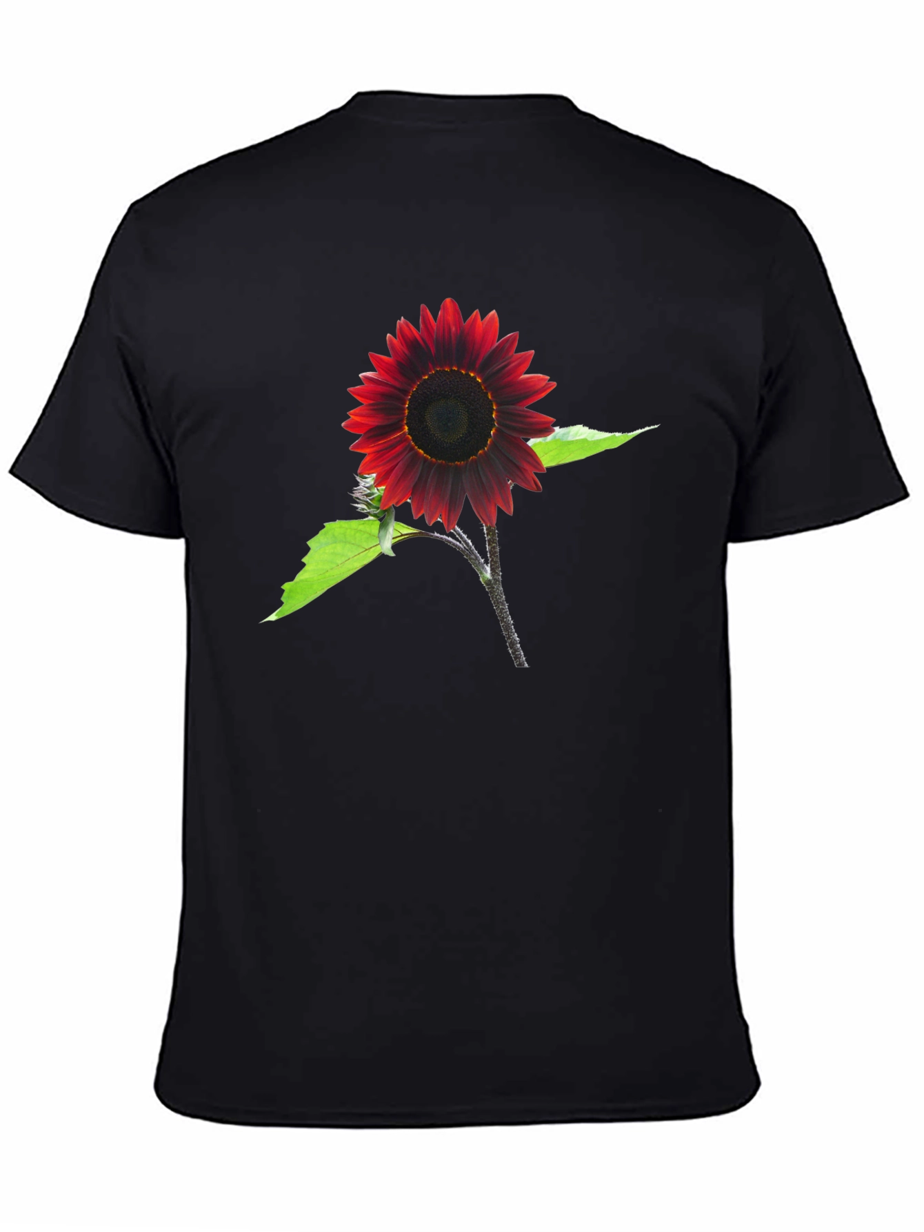 Red Sunflower Graphic Tee - Black Cotton Blend