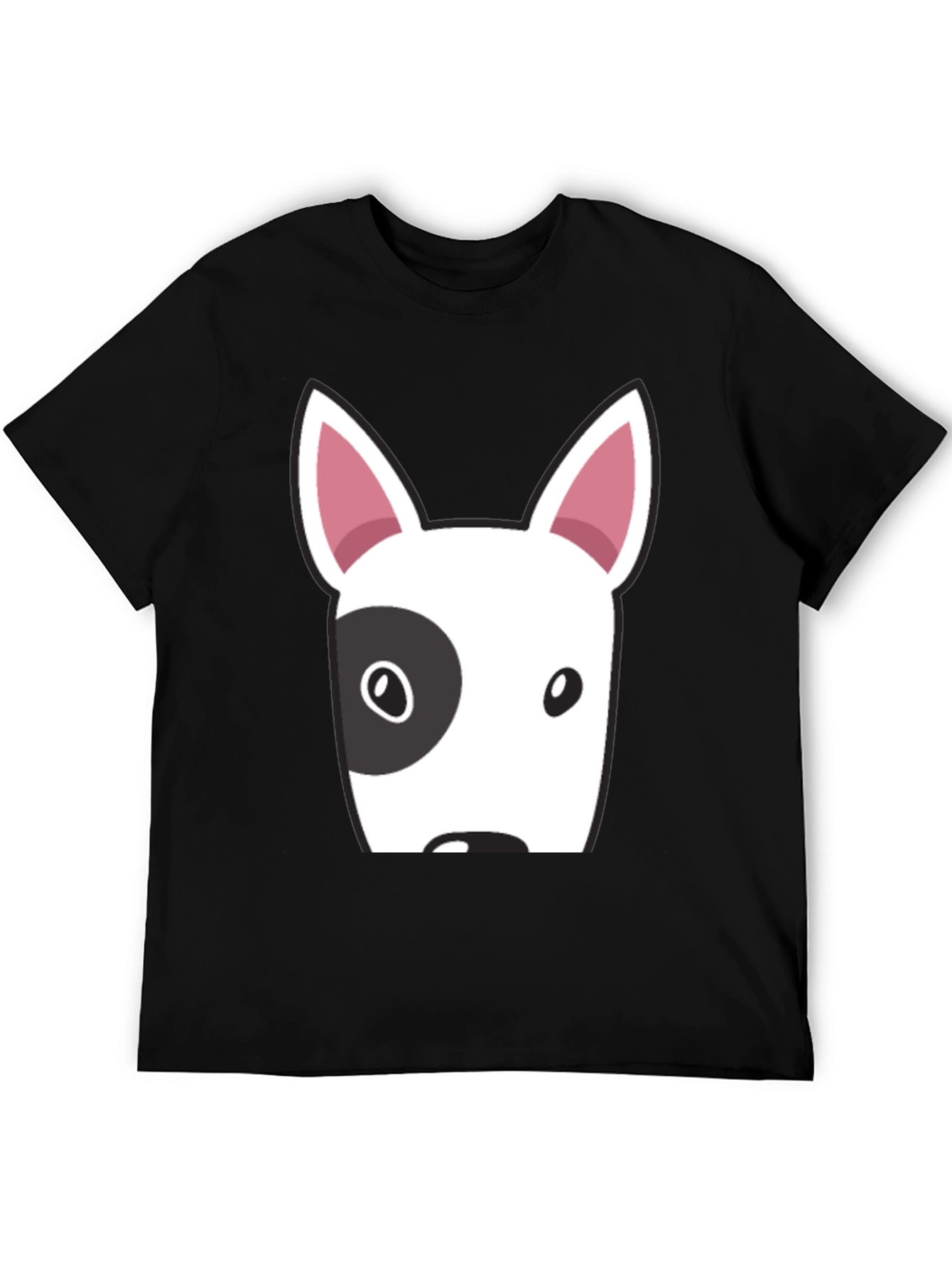 Bull Terrier Dog Face Graphic Tee - Casual Black T-Shirt