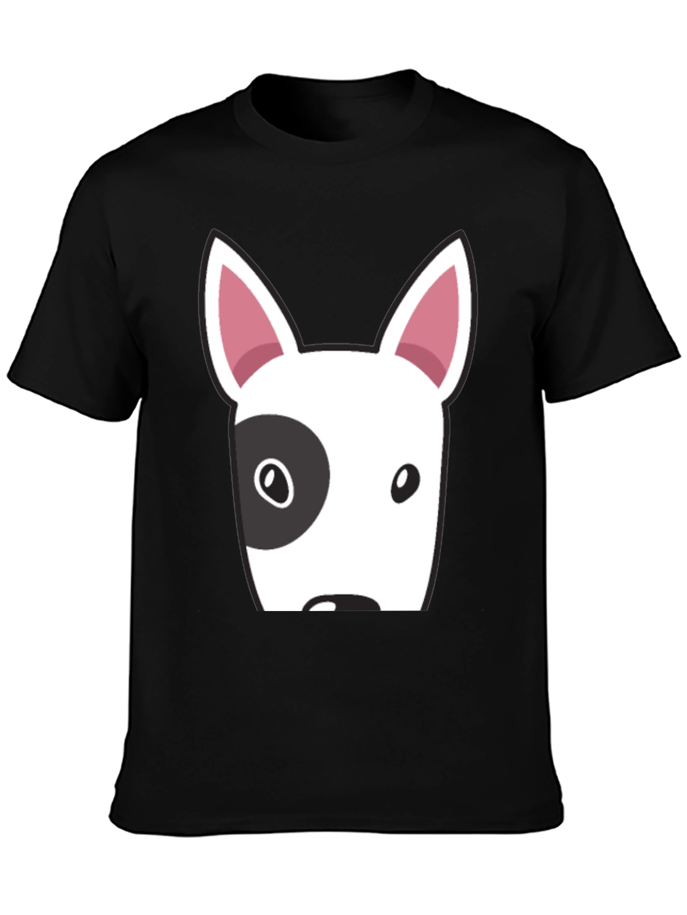 Bull Terrier Dog Face Graphic Tee - Casual Black T-Shirt